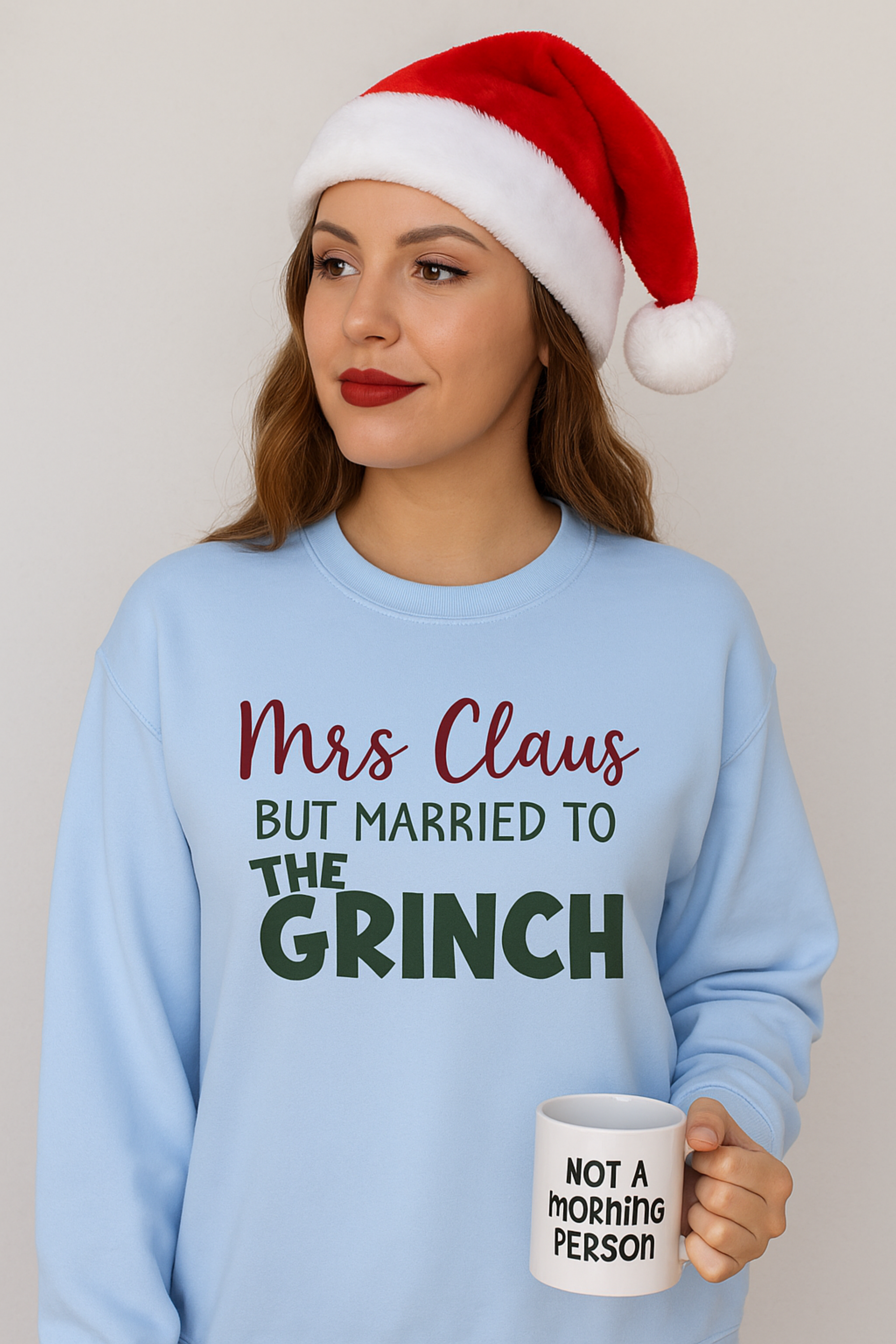 Mrs Claus But Married to The Grinch Holiday Mashup Sweatshirt 
