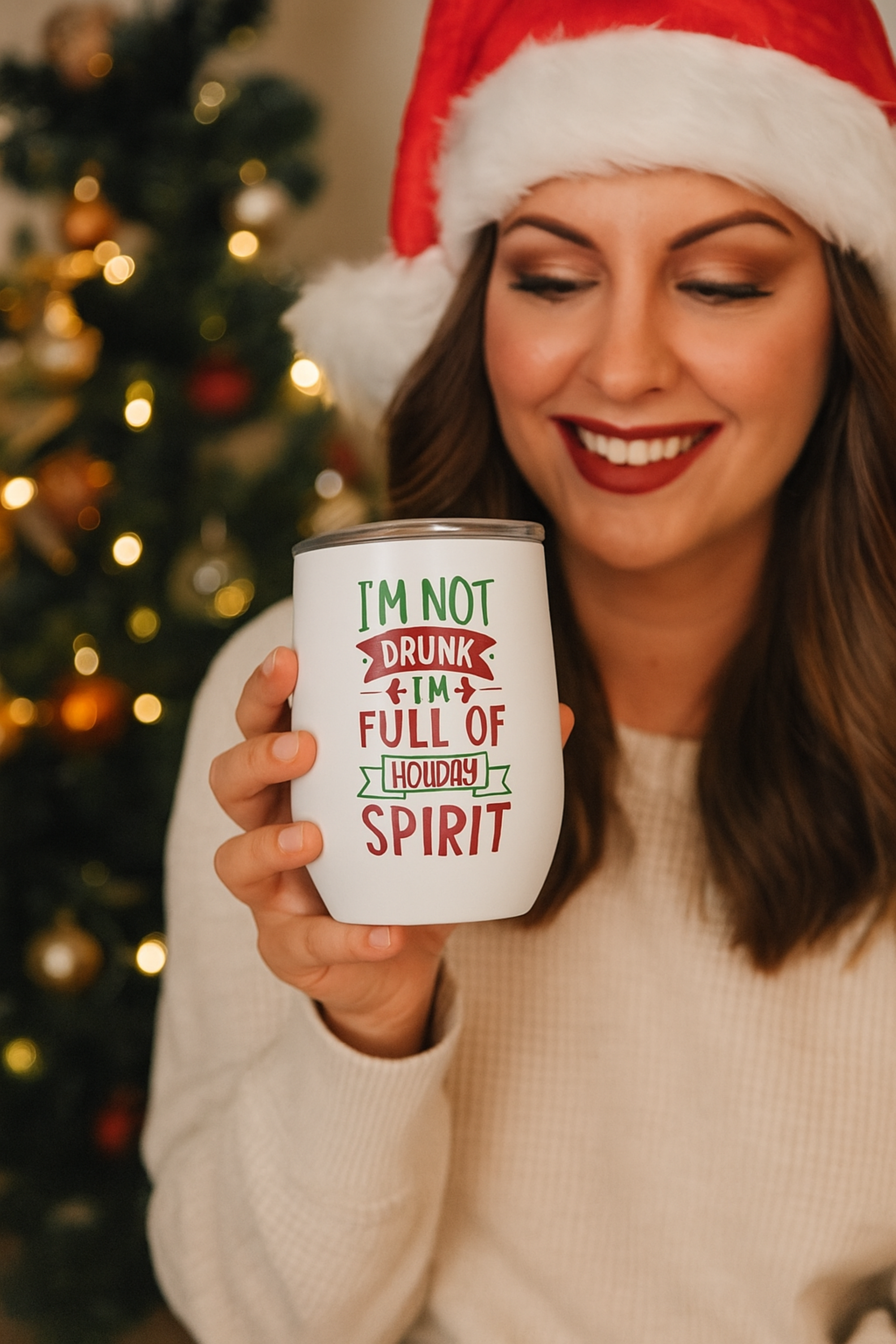 Wine Tumbler - I'm Not Drunk I'm Full Of Holiday Spirit Wine Tumbler - I'm Not Drunk I'm Full Of Holiday Spirit