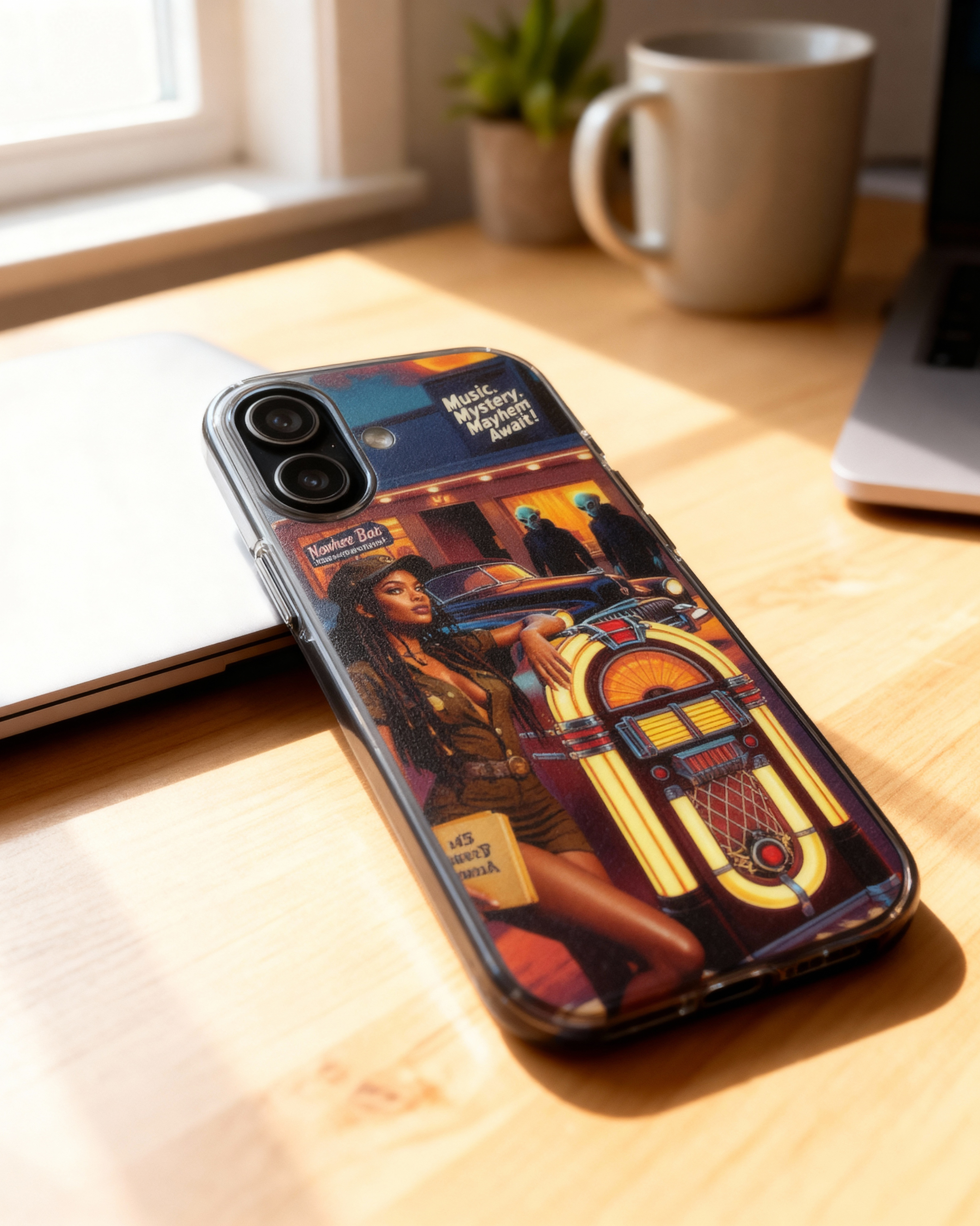 Retro Sci-Fi Phone Case for iPhone - Agent of Conspiracy Phone Case – 1940s Pulp Fiction Quasar Poster Pin-up Art, Retro Sci-Fi Cover, MagSafe, Personalized, Exclusive Roswell Alien Gift for iPhone 14-17 product thumbnail image Retro Sci-Fi Phone Case for iPhone - Agent of Conspiracy Phone Case – 1940s Pulp Fiction Quasar Poster Pin-up Art, Retro Sci-Fi Cover, MagSafe, Personalized, Exclusive Roswell Alien Gift for iPhone 14-17 product thumbnail image