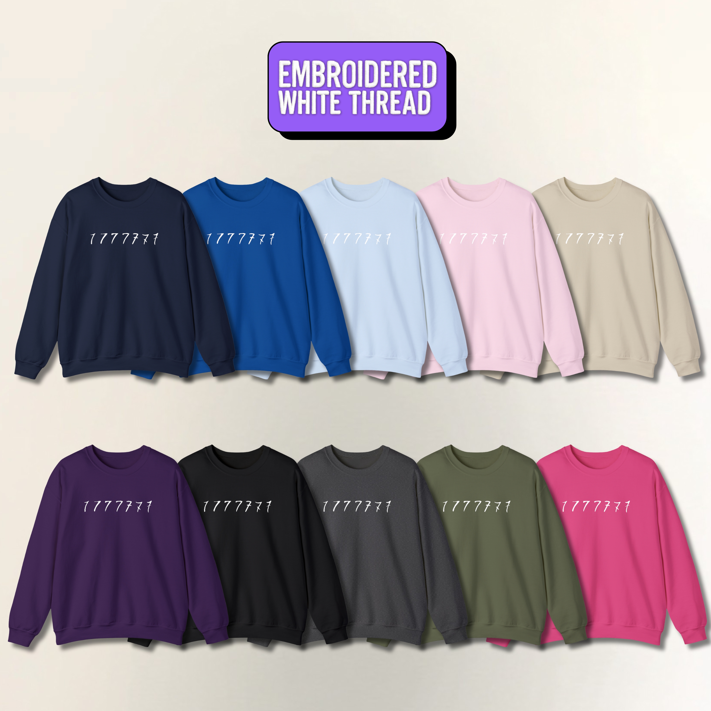 Embroidered White Thread 7 Tattoo Unisex Sweatshirt product thumbnail image Embroidered White Thread 7 Tattoo Unisex Sweatshirt product thumbnail image