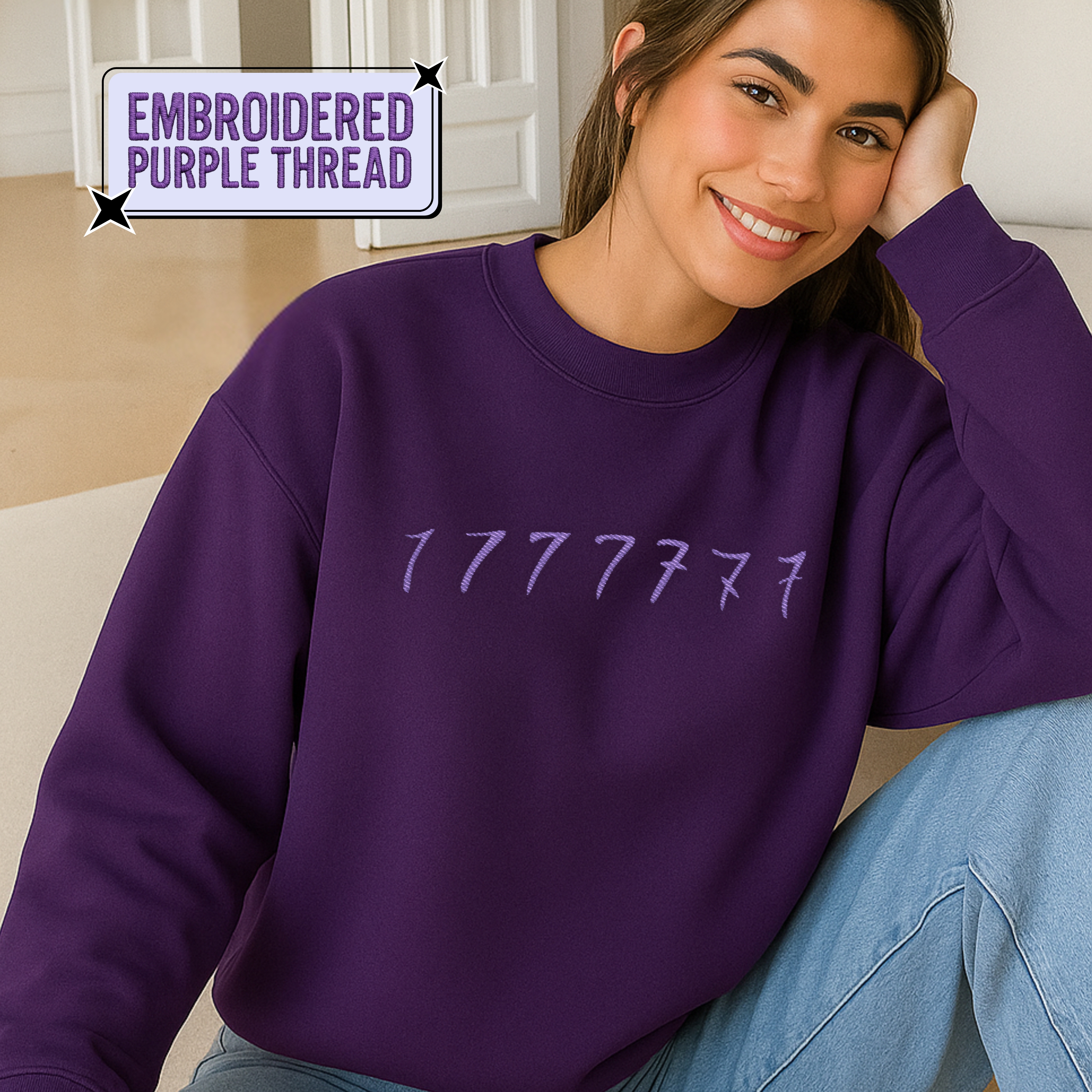 Embroidered Purple Thread 7 Tattoo Unisex Sweatshirt Embroidered Purple Thread 7 Tattoo Unisex Sweatshirt