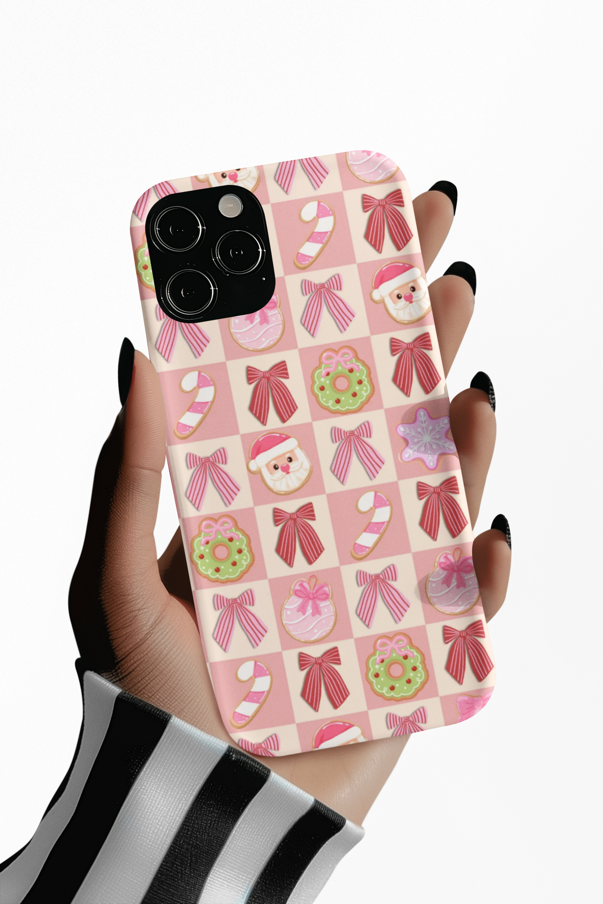 Pink Christmas Cookie &amp; Bow iPhone Case — MagSafe Compatible Double-Layer Case | Protective &amp; Festive Holiday Cover product thumbnail image