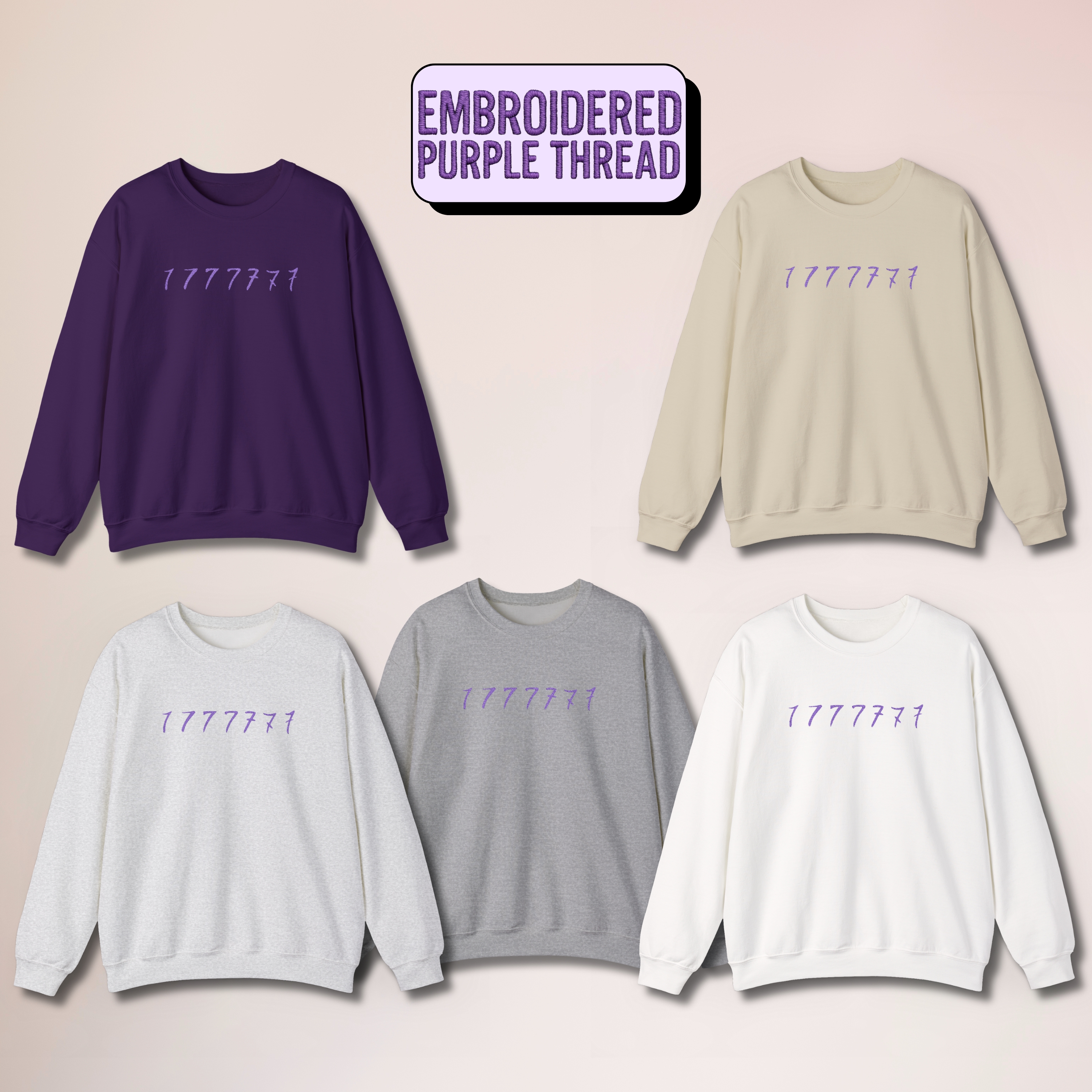 Embroidered Purple Thread 7 Tattoo Unisex Sweatshirt product thumbnail image Embroidered Purple Thread 7 Tattoo Unisex Sweatshirt product thumbnail image