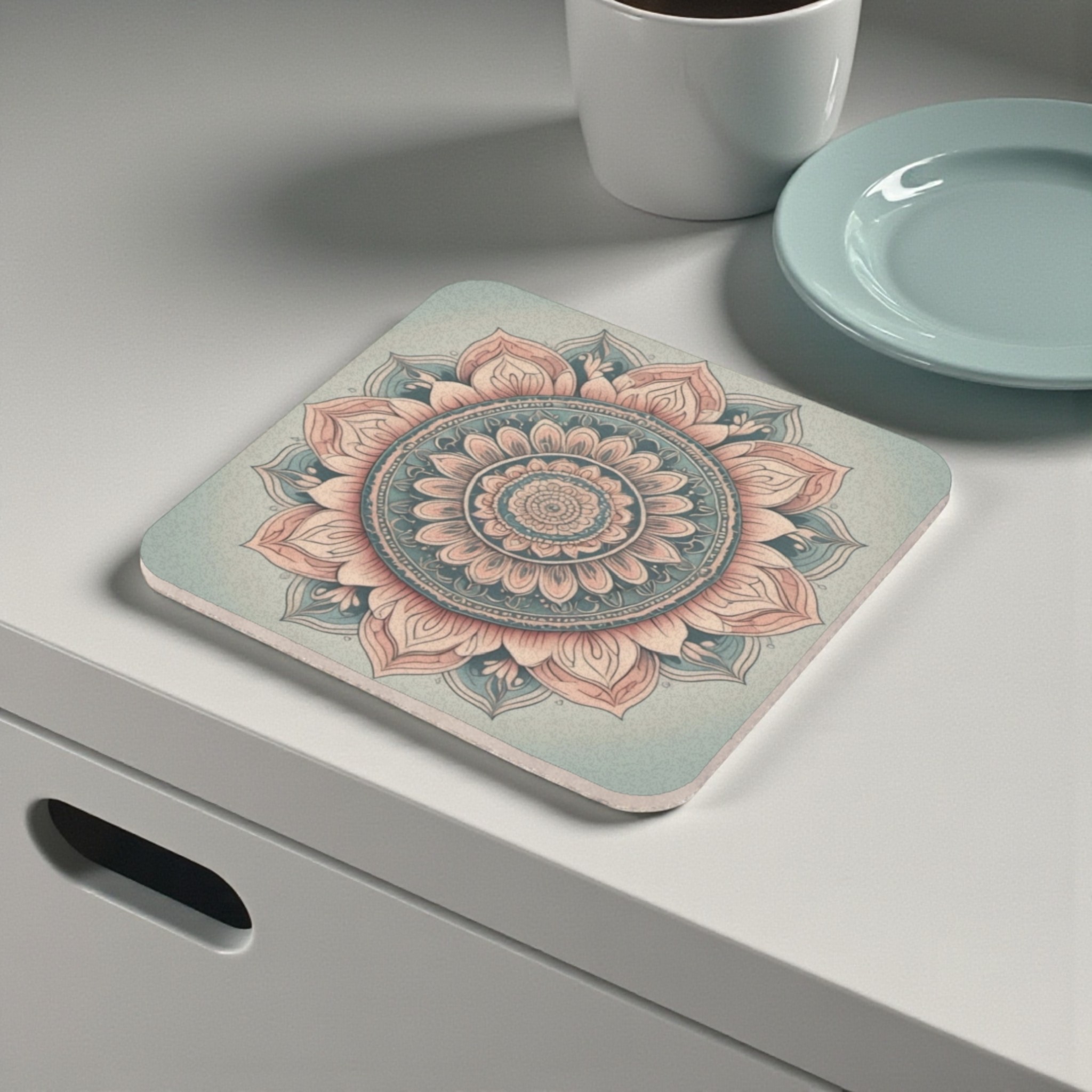 Rustic Bohemian Mandala Cork Back Coaster