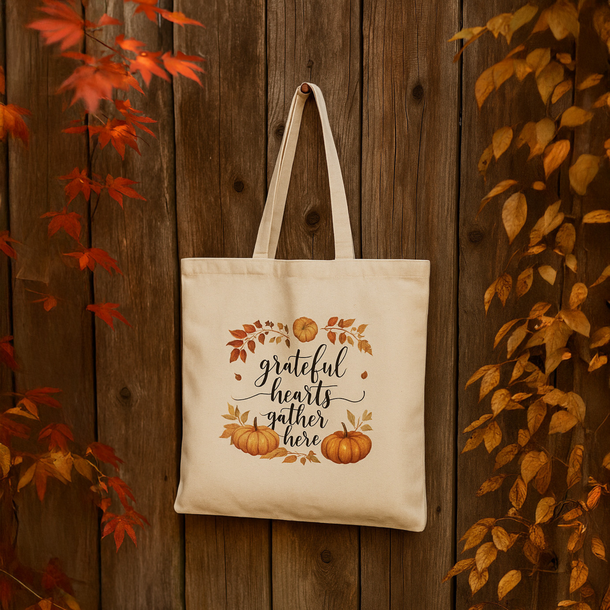 Grateful Hearts Gather Here Fall Pumpkin Tote Bag | Autumn Thanksgiving Canvas Bag | Reusable Market Tote | Cozy Seasonal Gift for Her product thumbnail image Grateful Hearts Gather Here Fall Pumpkin Tote Bag | Autumn Thanksgiving Canvas Bag | Reusable Market Tote | Cozy Seasonal Gift for Her product thumbnail image