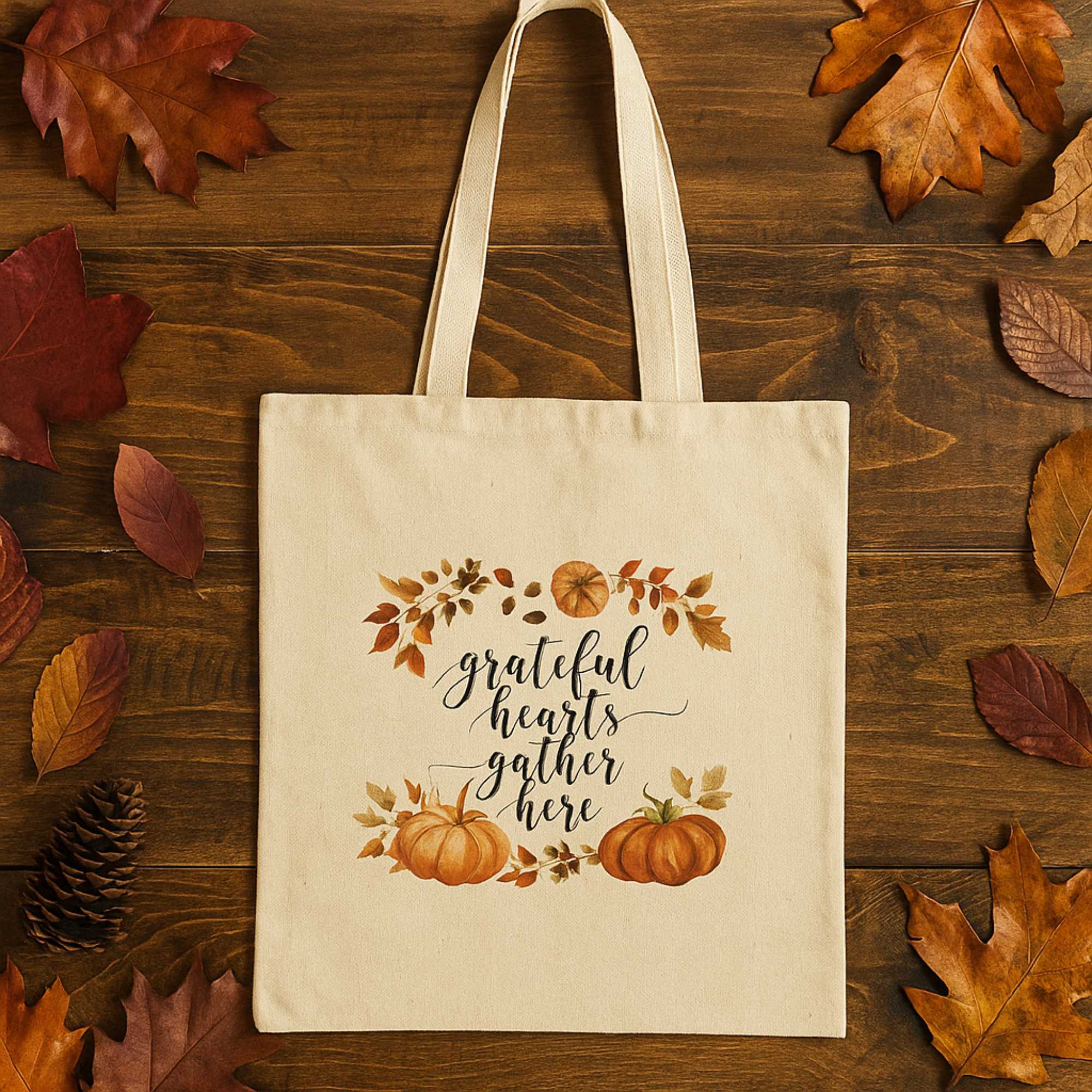 Grateful Hearts Gather Here Fall Pumpkin Tote Bag | Autumn Thanksgiving Canvas Bag | Reusable Market Tote | Cozy Seasonal Gift for Her product thumbnail image Grateful Hearts Gather Here Fall Pumpkin Tote Bag | Autumn Thanksgiving Canvas Bag | Reusable Market Tote | Cozy Seasonal Gift for Her product thumbnail image