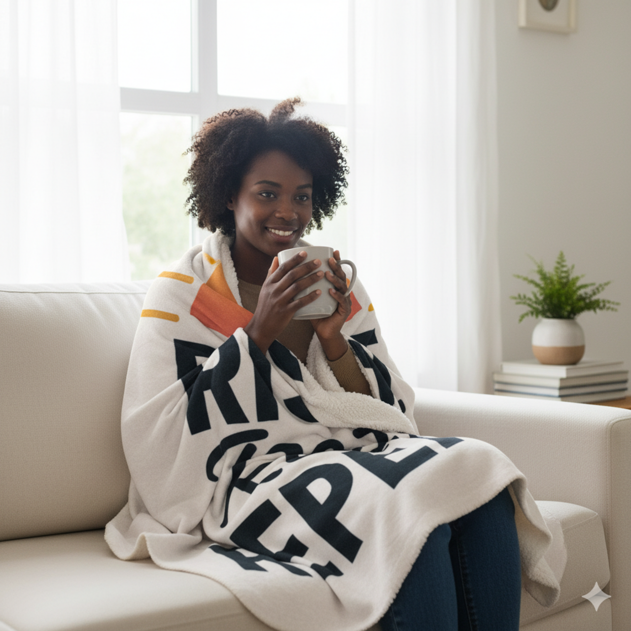 Rise Rest Repeat Sherpa Blanket — Cozy Motivational Fleece Throw product thumbnail image
