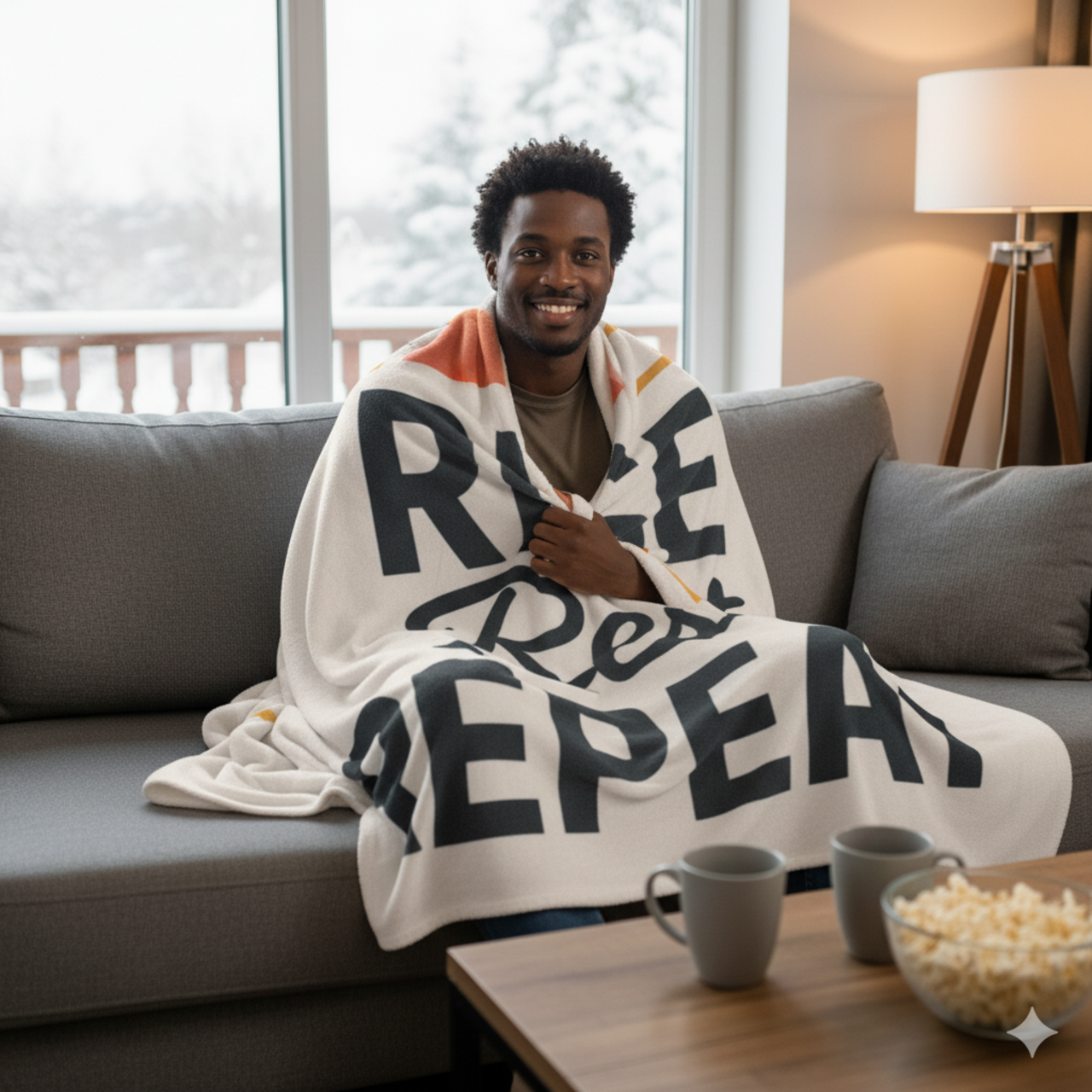 Rise Rest Repeat Sherpa Blanket — Cozy Motivational Fleece Throw product thumbnail image