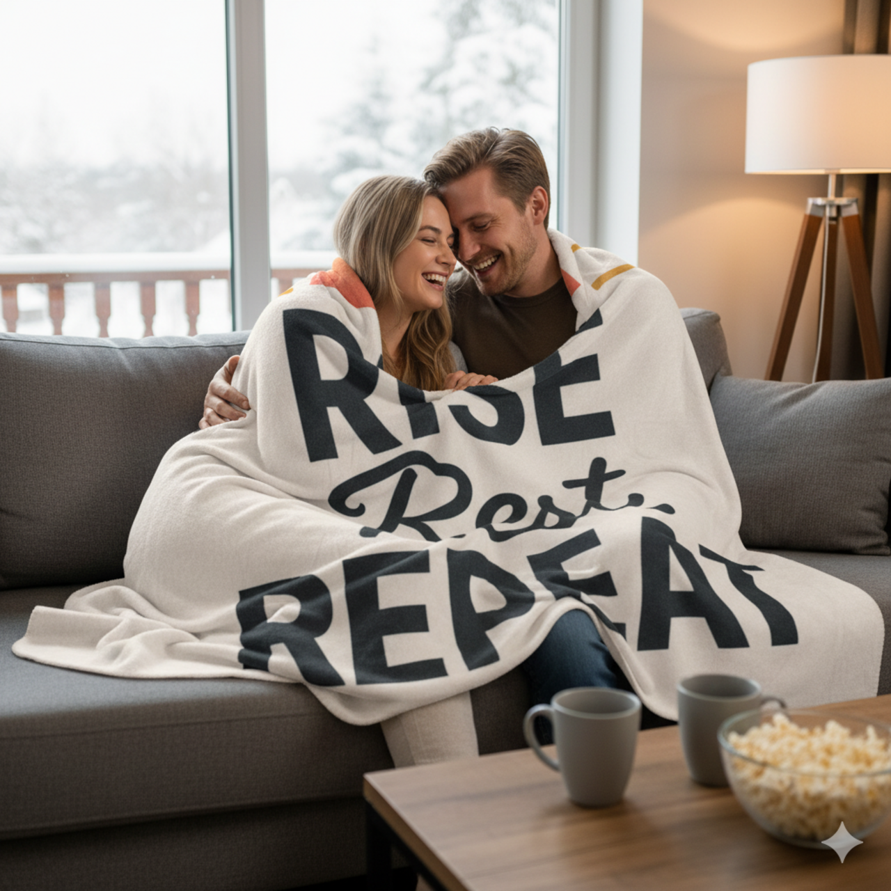 Rise Rest Repeat Sherpa Blanket — Cozy Motivational Fleece Throw product thumbnail image