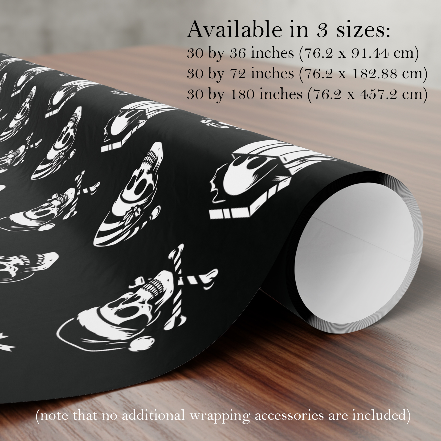 Gothic Skulls Christmas Wrapping Paper | Dark Xmas Gift Wrap product thumbnail image