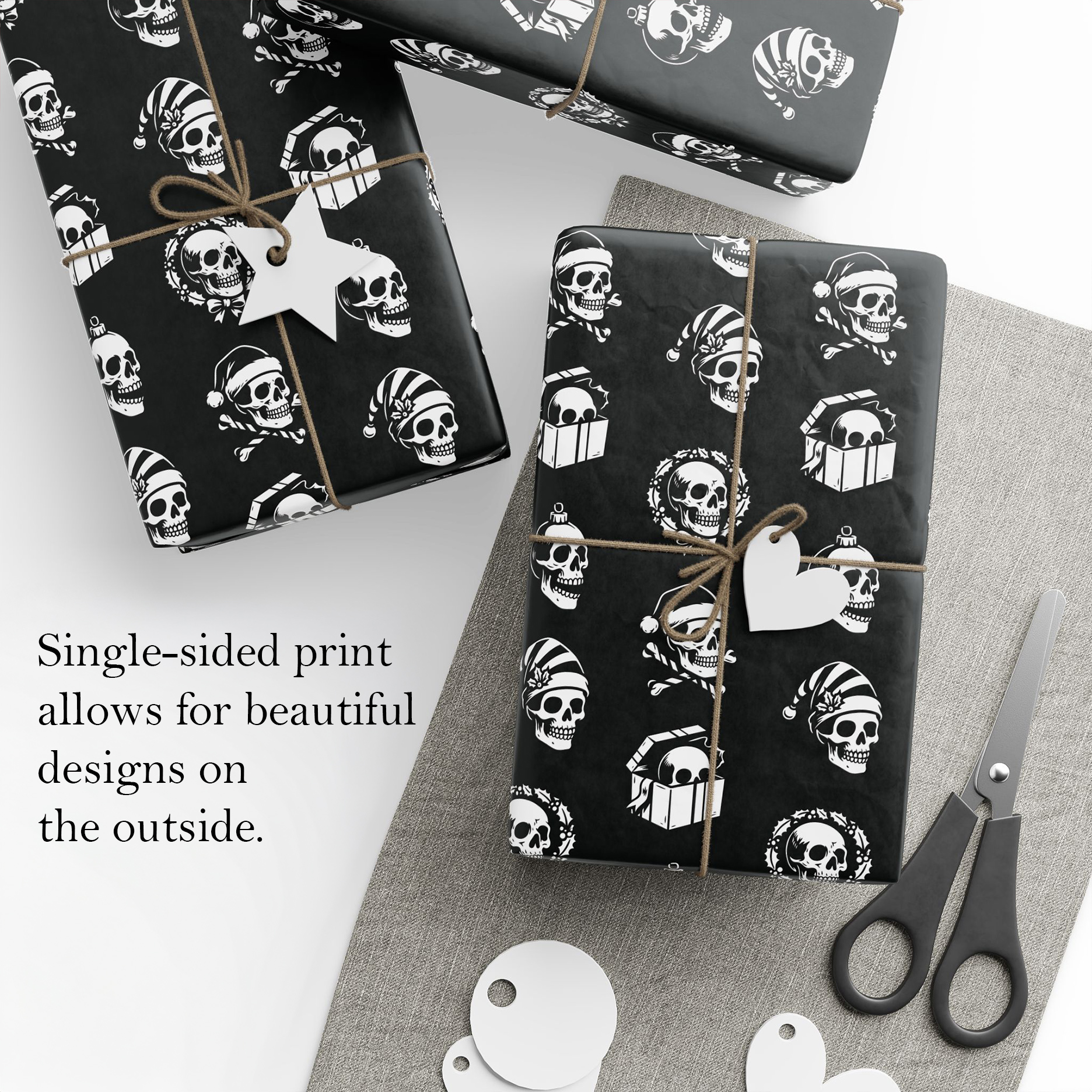 Gothic Skulls Christmas Wrapping Paper | Dark Xmas Gift Wrap product thumbnail image