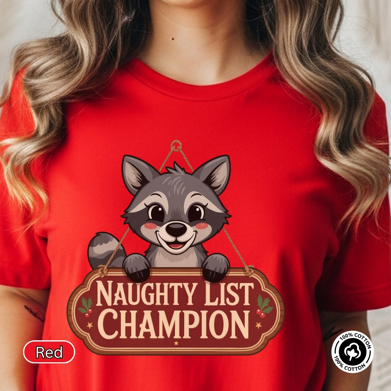 Naughty List Champion Tee Cute Raccoon Christmas Shirt product thumbnail image Naughty List Champion Tee Cute Raccoon Christmas Shirt product thumbnail image