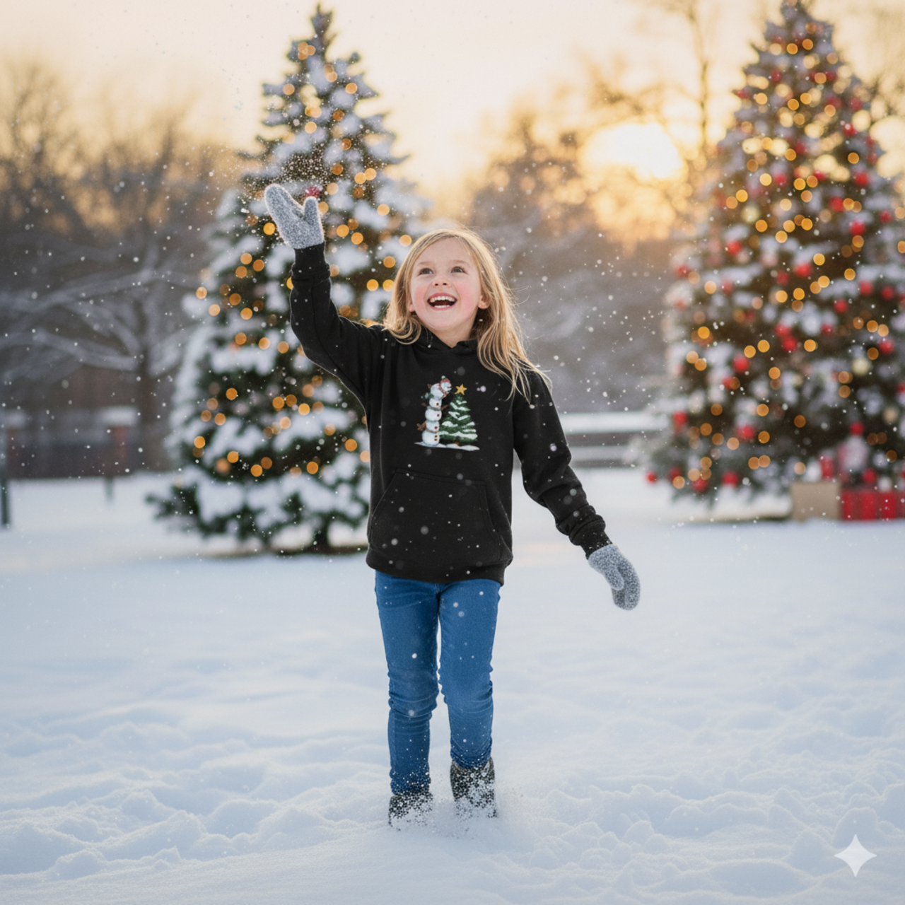 Youth Holiday Snowman & Tree Hoodie — Cute Christmas Kids Sweatshirt product thumbnail image Youth Holiday Snowman & Tree Hoodie — Cute Christmas Kids Sweatshirt product thumbnail image