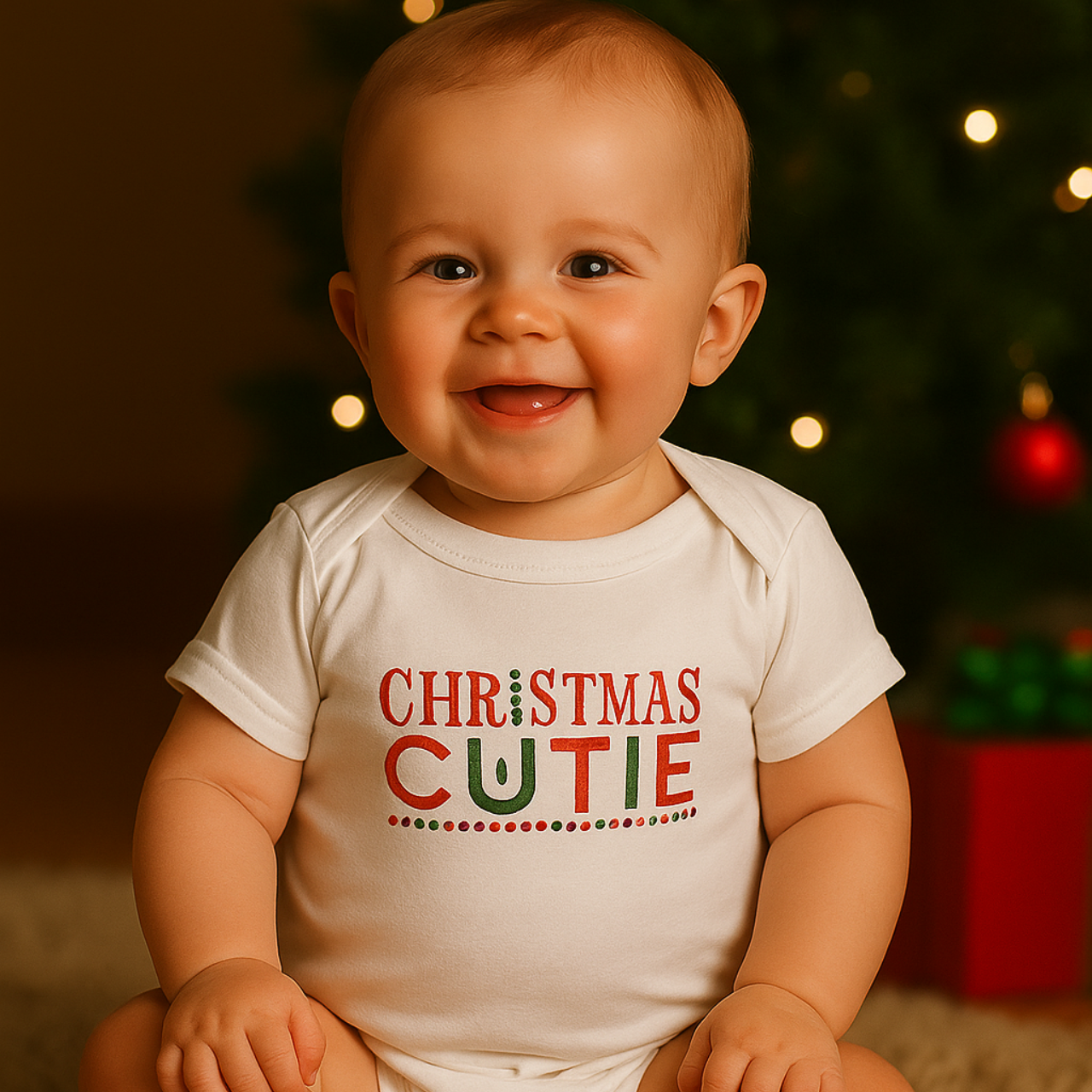 Baby Bodysuit — "Christmas Cutie" Holiday Infant Onesie Baby Bodysuit — "Christmas Cutie" Holiday Infant Onesie
