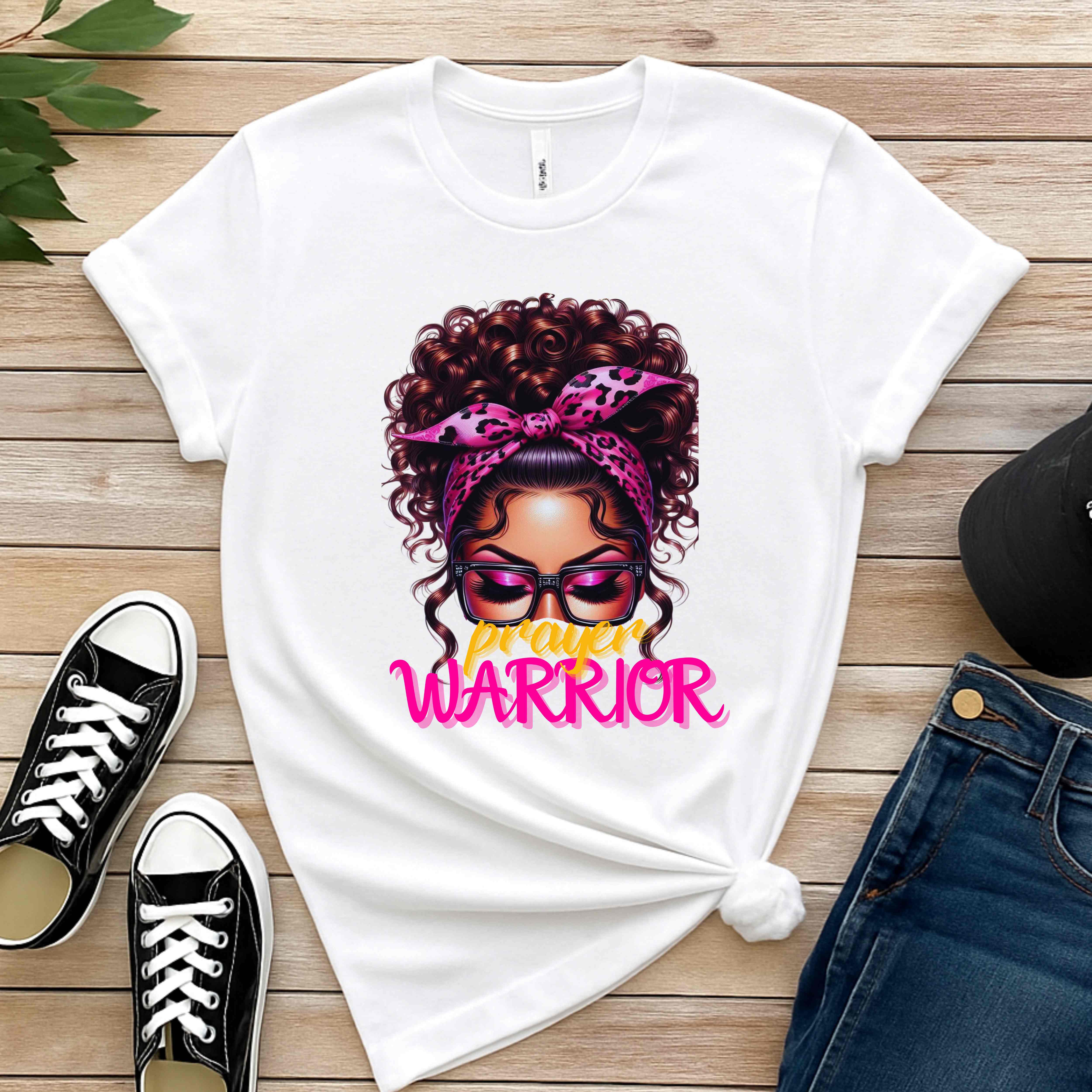 "Prayer Warrior" – Wear Your Faith. Walk in Power, Women's Empowerment Gift, Women's  Cotton Short Sleeve T-Shirt product thumbnail image