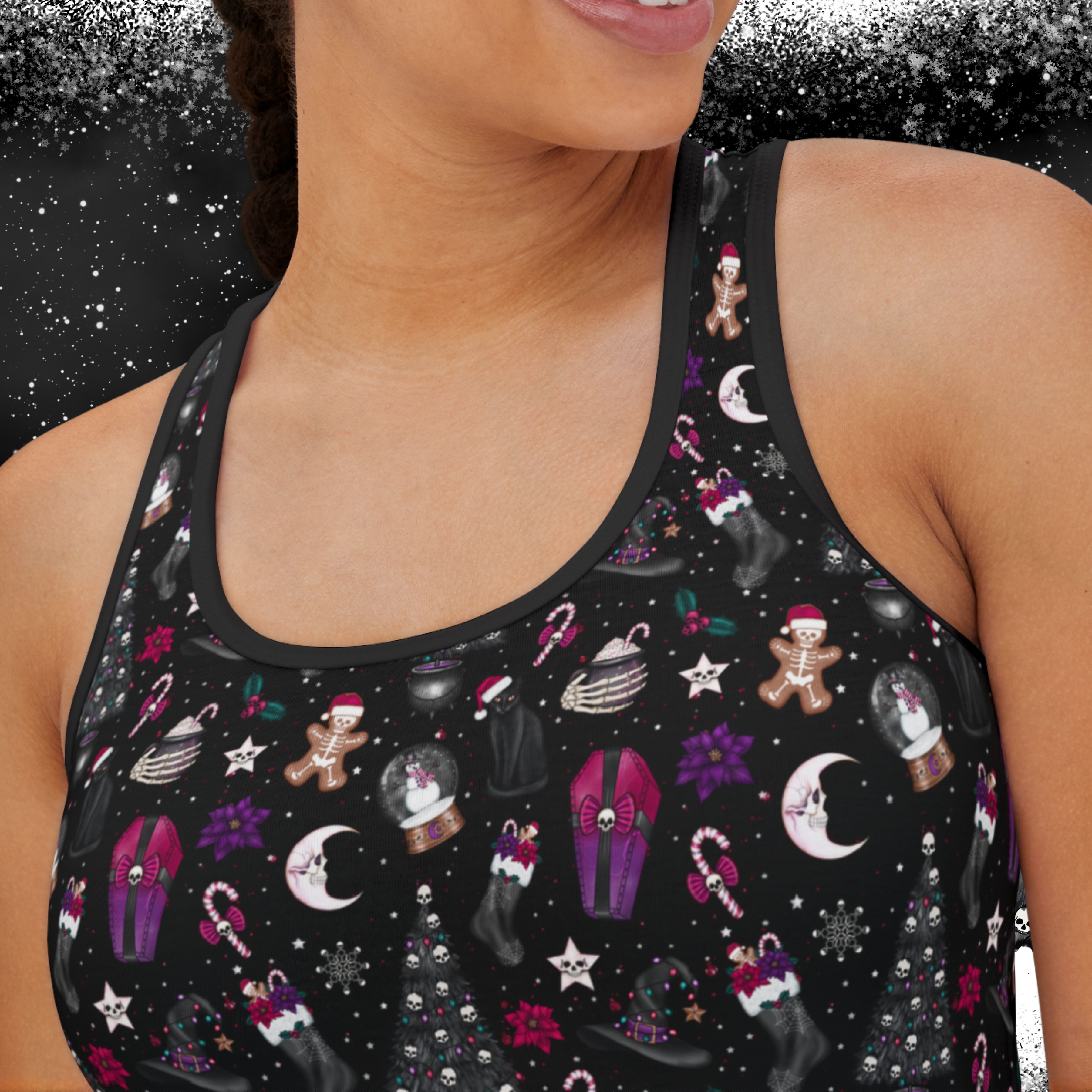 Creepy Christmas Women's Tank Top, Holiday Sleeveless Shirt, Gothic Xmas Workout Tee, Spooky Festive Top, Scary Seasonal Clothing product thumbnail image