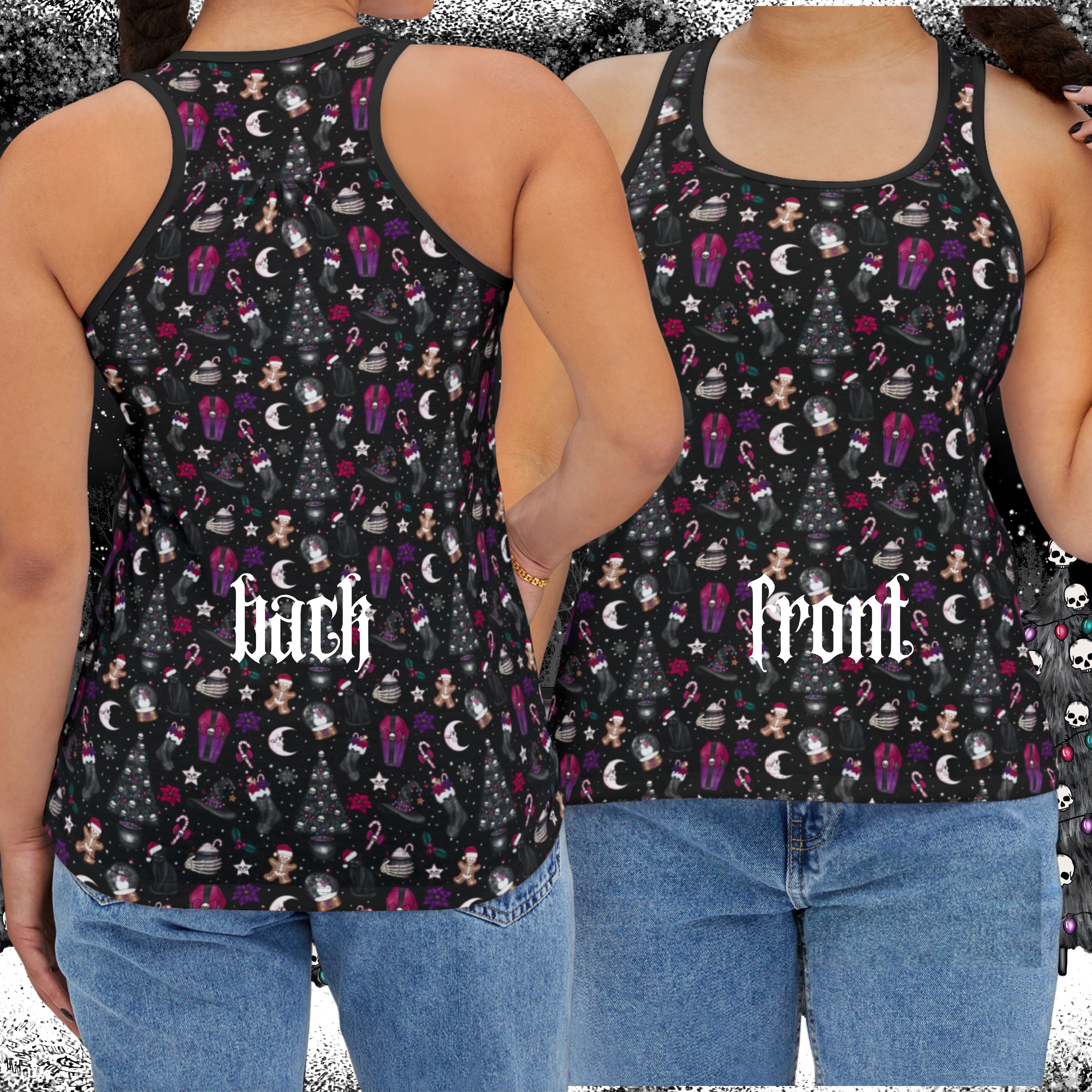Creepy Christmas Women's Tank Top, Holiday Sleeveless Shirt, Gothic Xmas Workout Tee, Spooky Festive Top, Scary Seasonal Clothing product thumbnail image