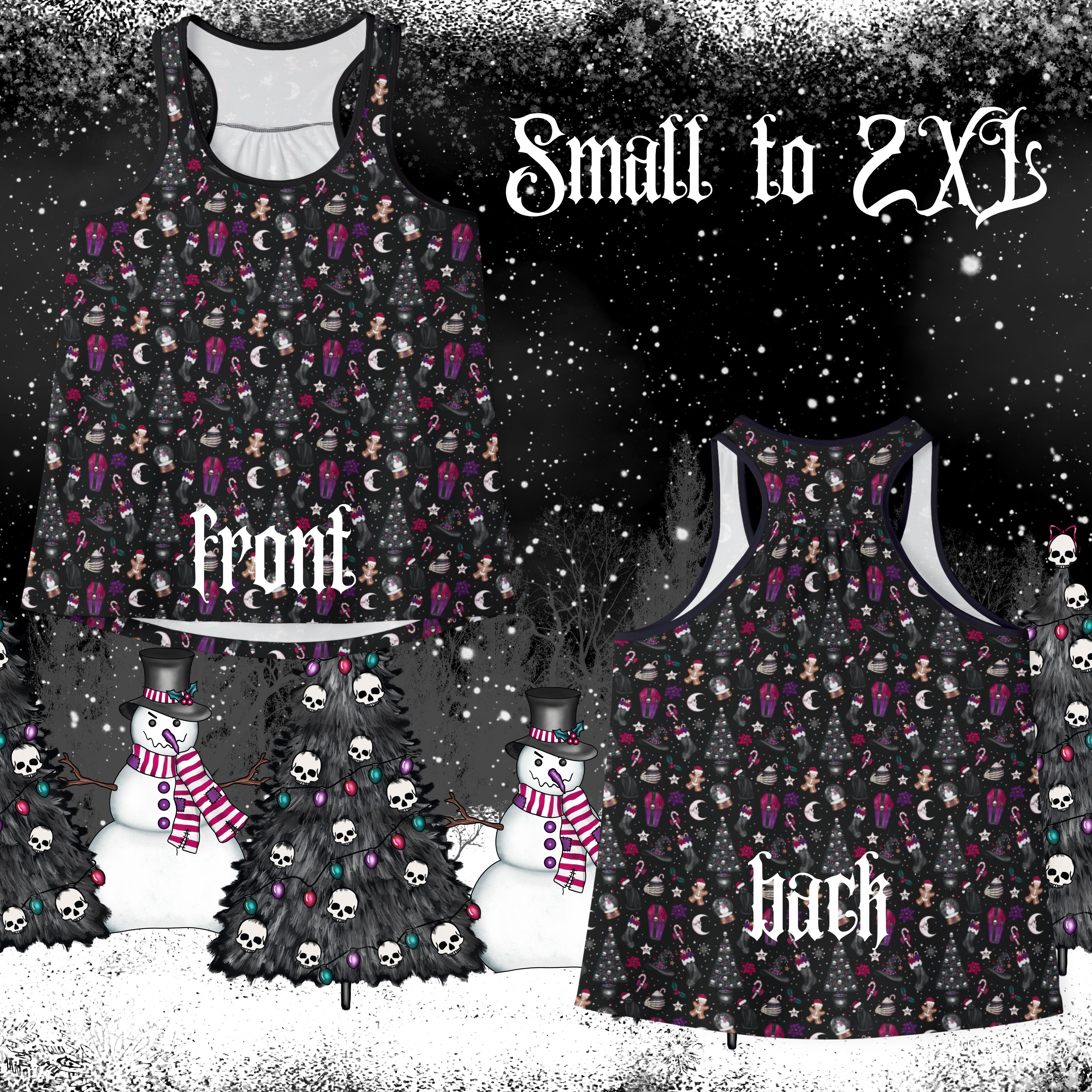 Creepy Christmas Women's Tank Top, Holiday Sleeveless Shirt, Gothic Xmas Workout Tee, Spooky Festive Top, Scary Seasonal Clothing product thumbnail image
