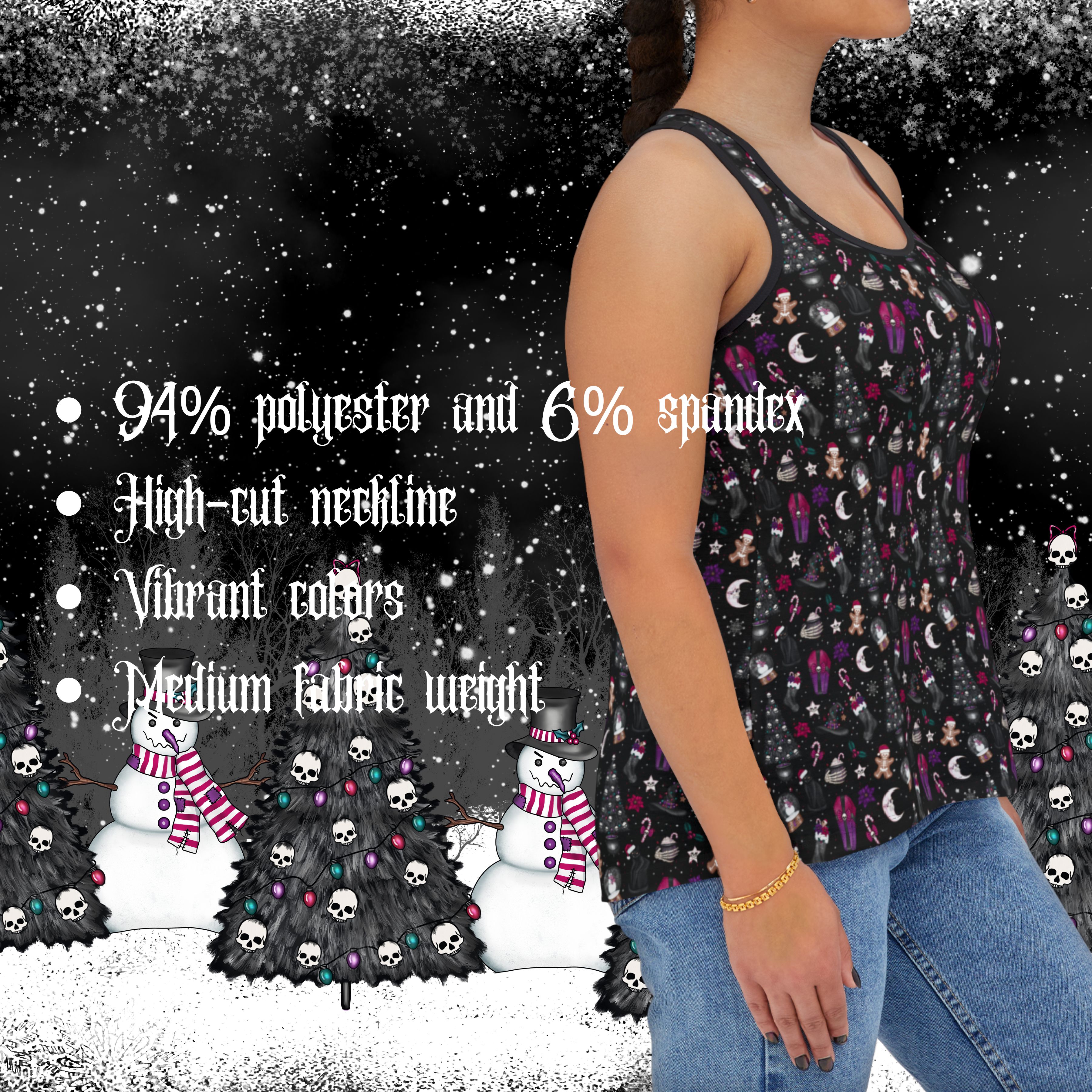 Creepy Christmas Women's Tank Top, Holiday Sleeveless Shirt, Gothic Xmas Workout Tee, Spooky Festive Top, Scary Seasonal Clothing product thumbnail image