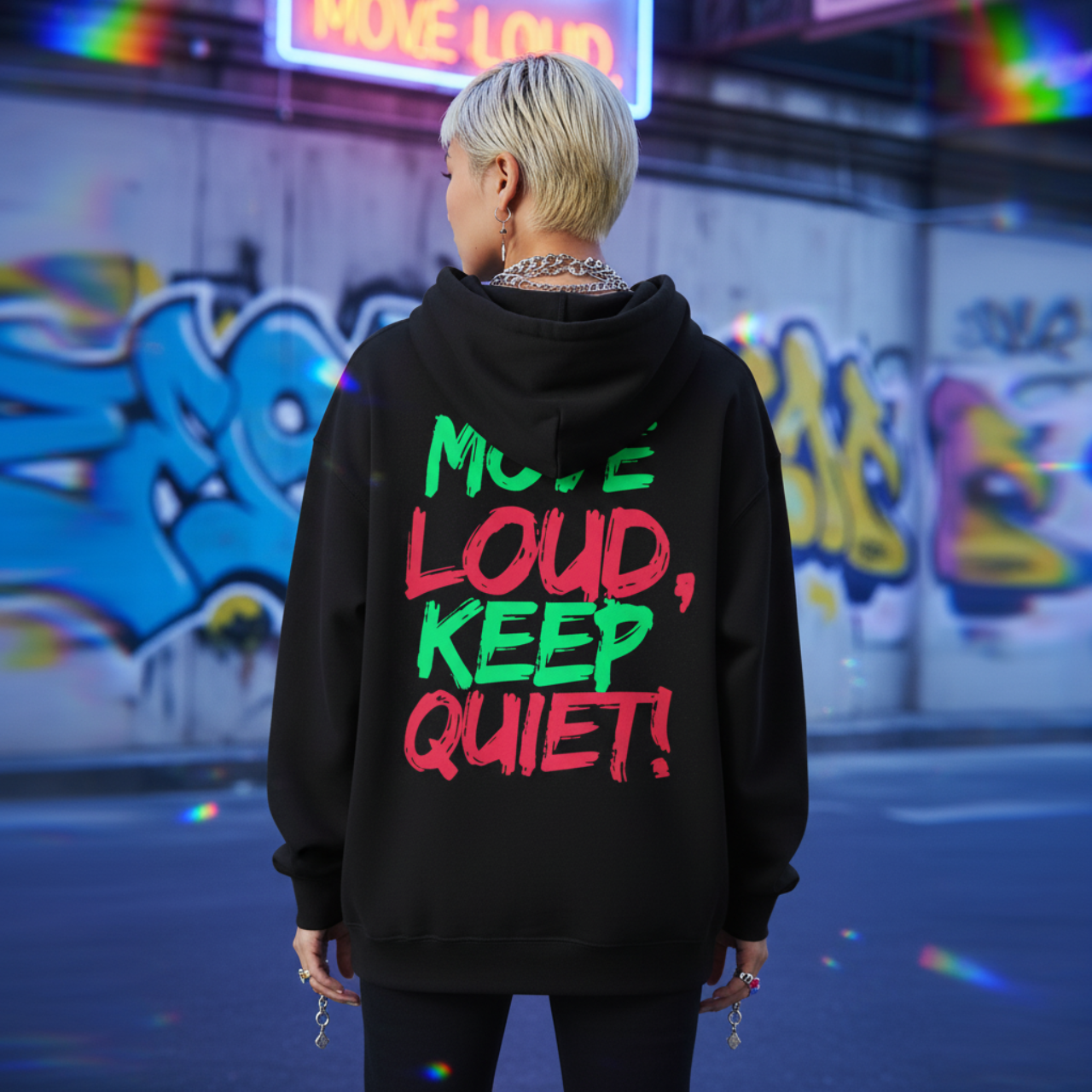 Move Loud, Keep Quiet Hoodie - Hip Hop Streetwear Sweatshirt product thumbnail image Move Loud, Keep Quiet Hoodie - Hip Hop Streetwear Sweatshirt product thumbnail image