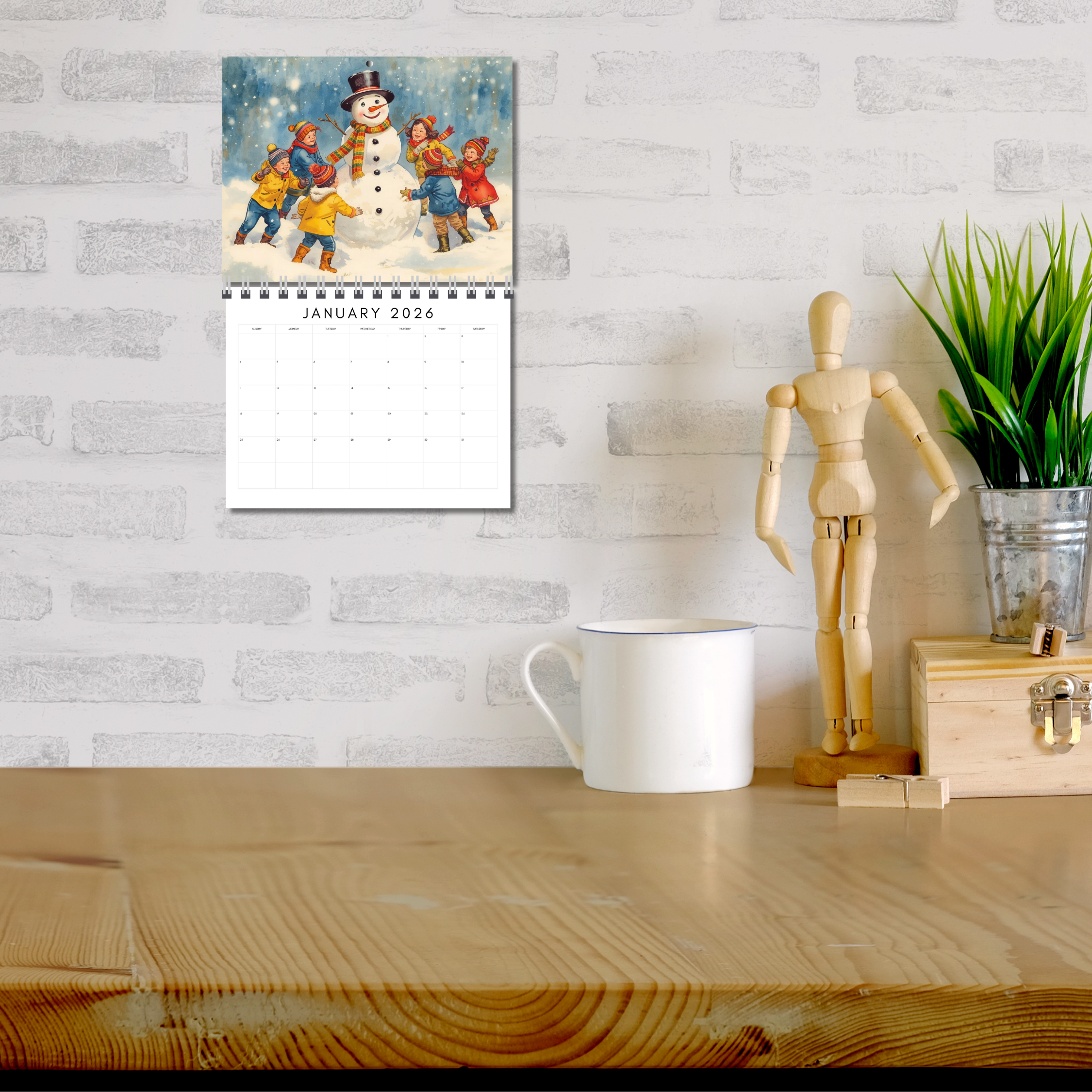 2026 Vintage Watercolor Wall Calendar