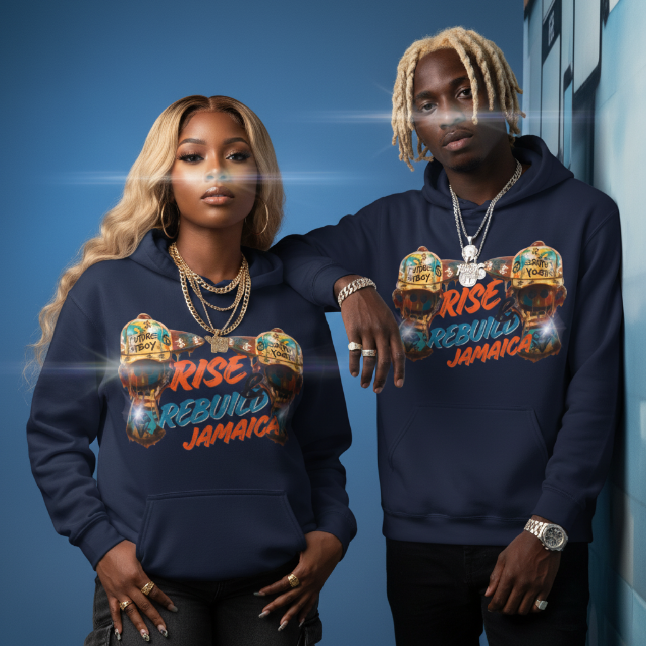 RISE &amp; REBUILD JAMAICA Hurricane Melissa Charity Hoodie - Future Fatboi Drip Art Streetwear product thumbnail image