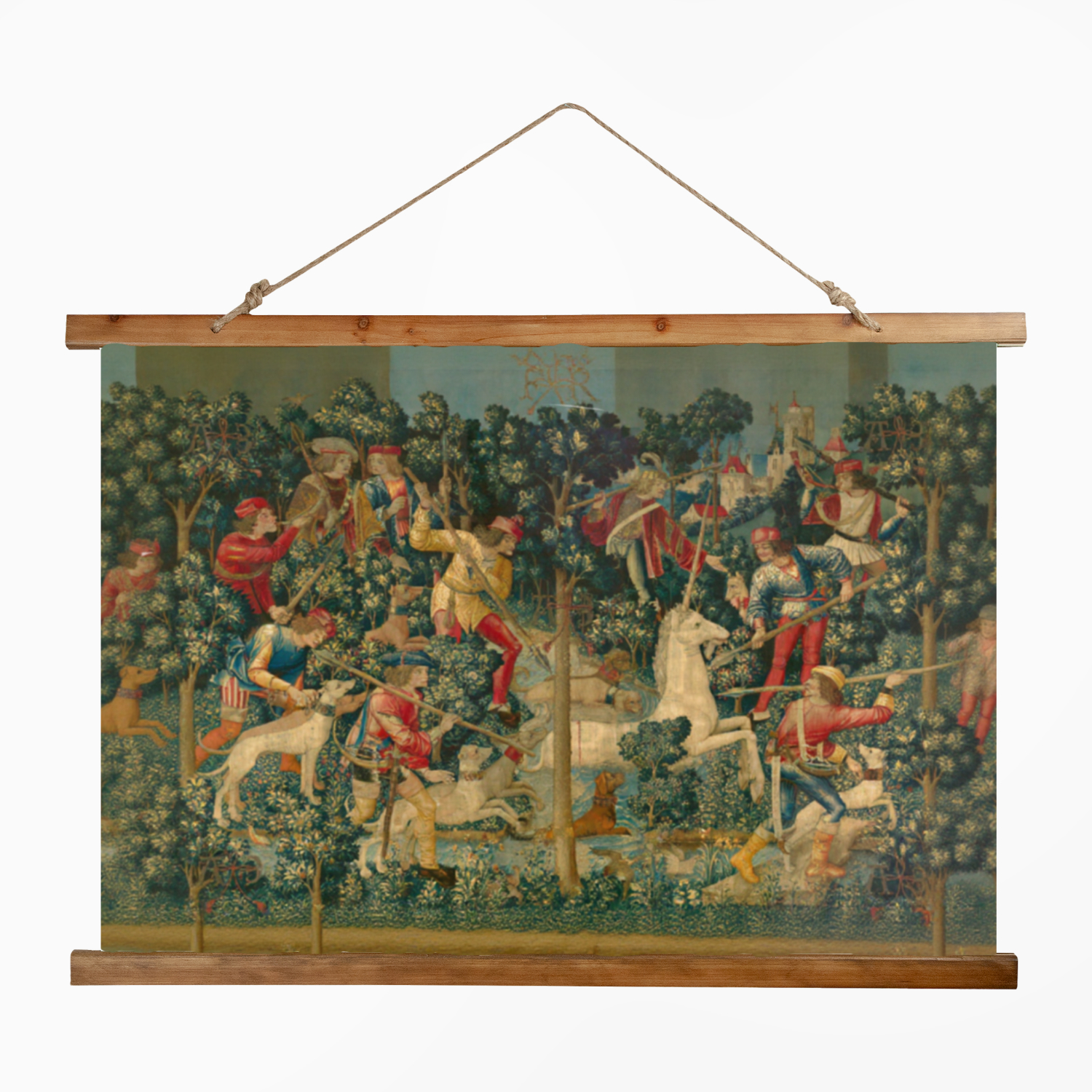 The Unicorn Crosses the Stream — Medieval Wall Tapestry The Unicorn Crosses the Stream — Medieval Wall Tapestry