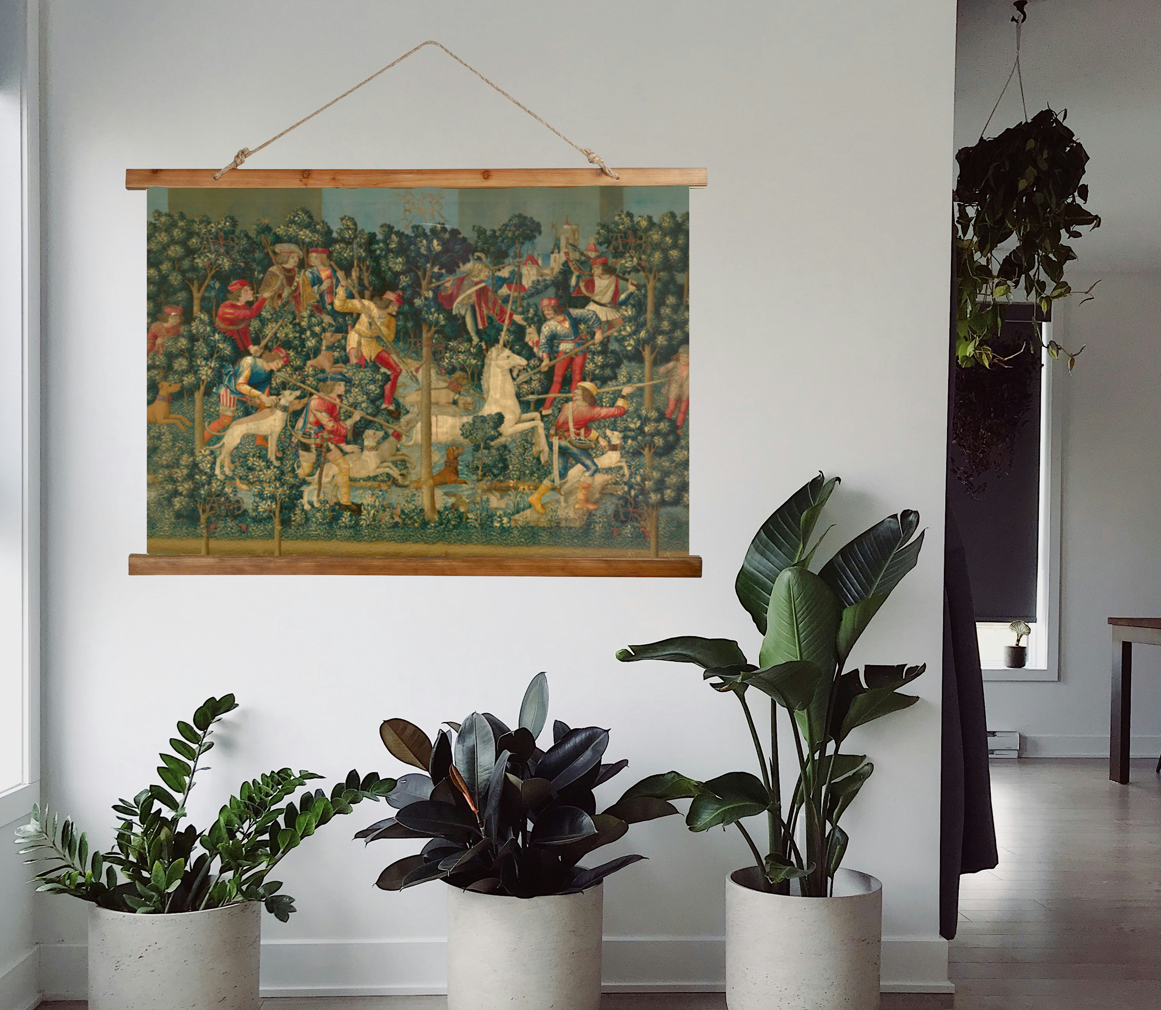 The Unicorn Crosses the Stream — Medieval Wall Tapestry product thumbnail image