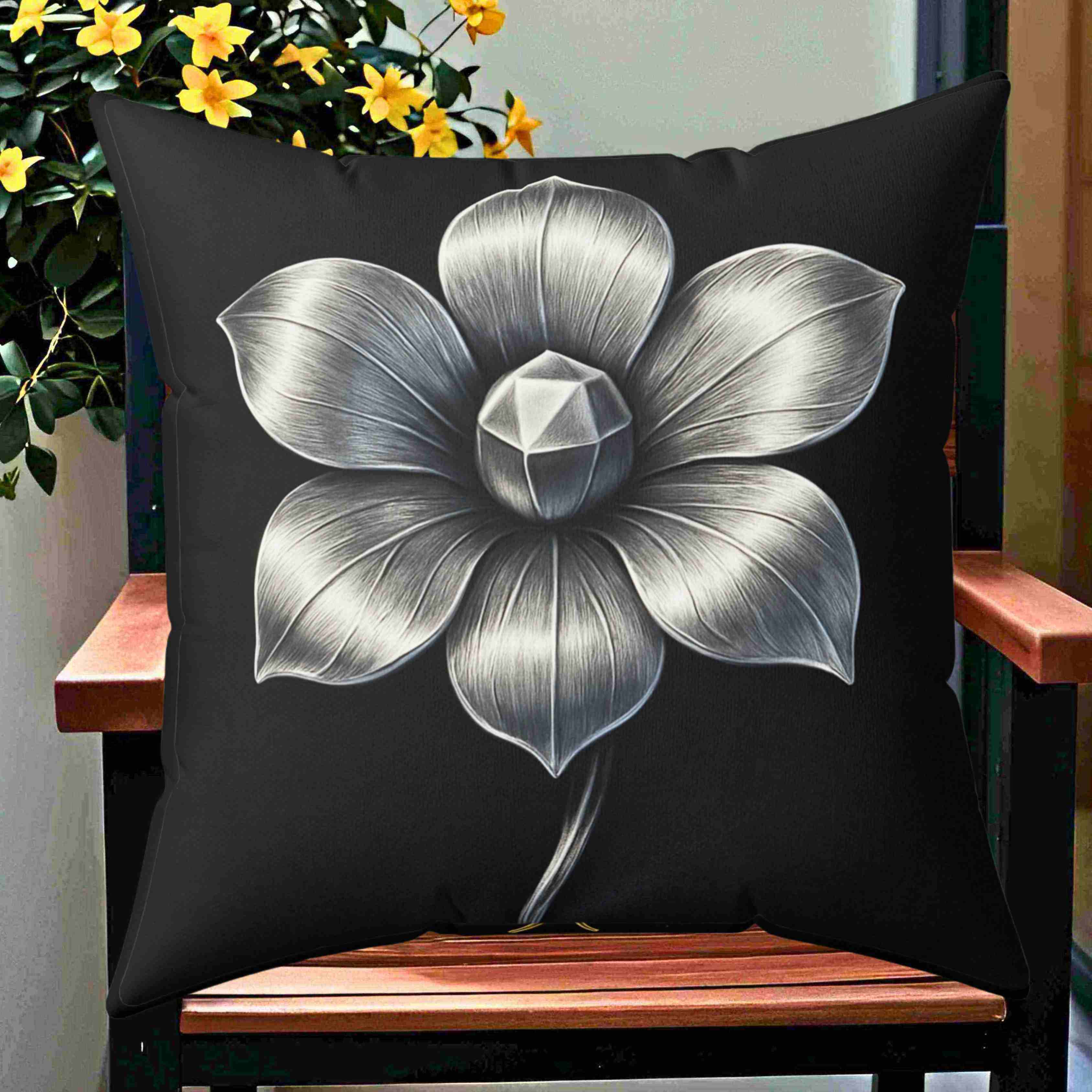 Stainless Steel Metallic looking Flower Spun Polyester Pillow | Floral Decorative Throw Pillow product thumbnail image