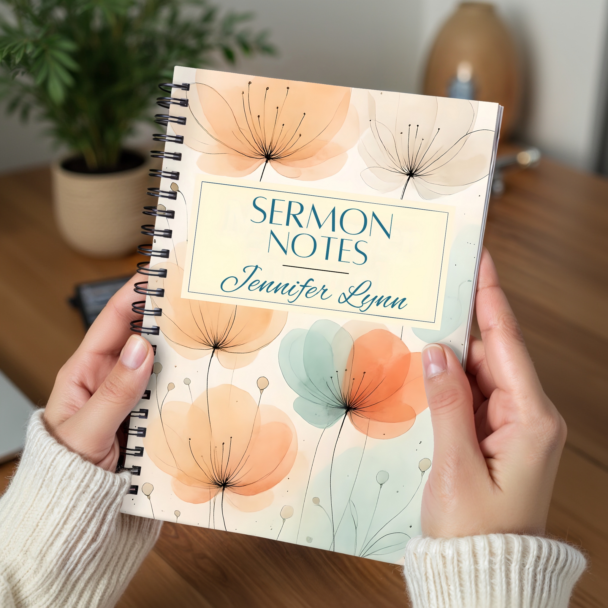 Sermon Notes Spiral Notebook Personalized Floral Ruled Journal product thumbnail image Sermon Notes Spiral Notebook Personalized Floral Ruled Journal product thumbnail image