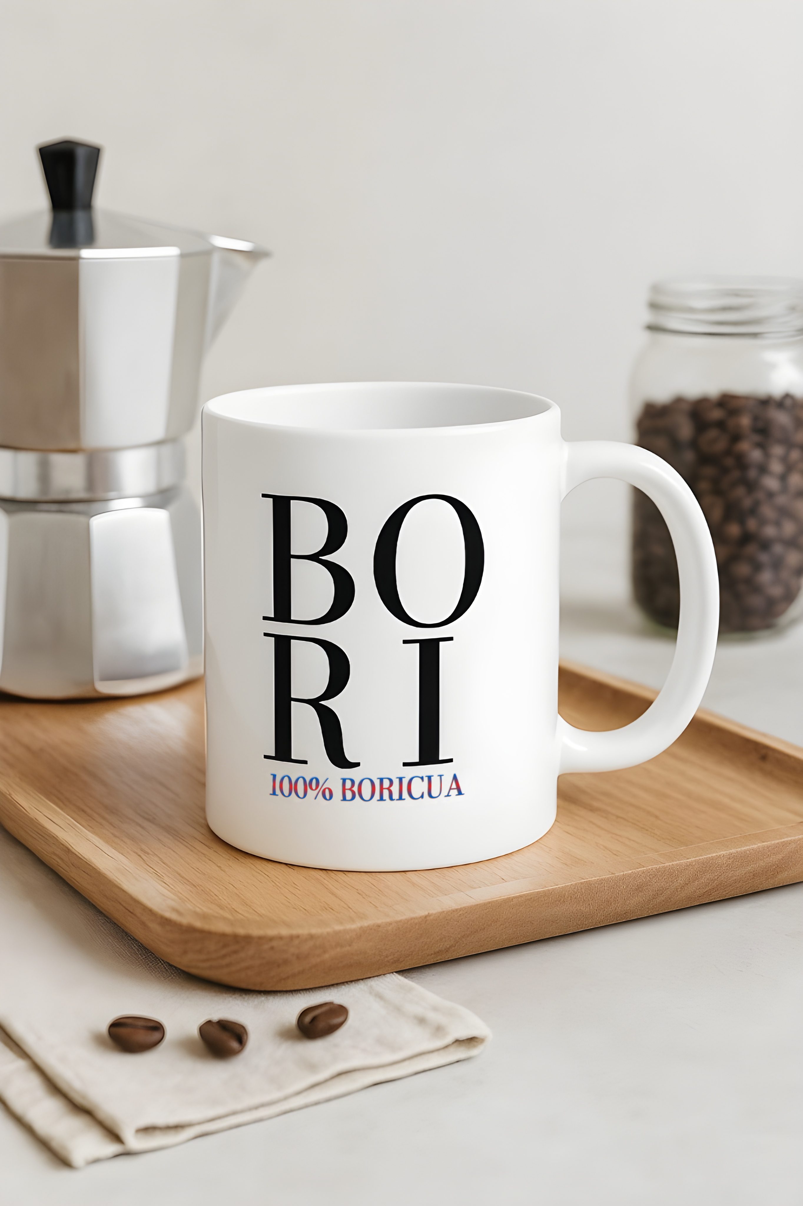 100% Boricua Puerto Rican Coffee Mug – BORI Design Ceramic Cup, Puerto Rico Heritage Gift, Dishwasher &amp; Microwave Safe 11oz or 15oz