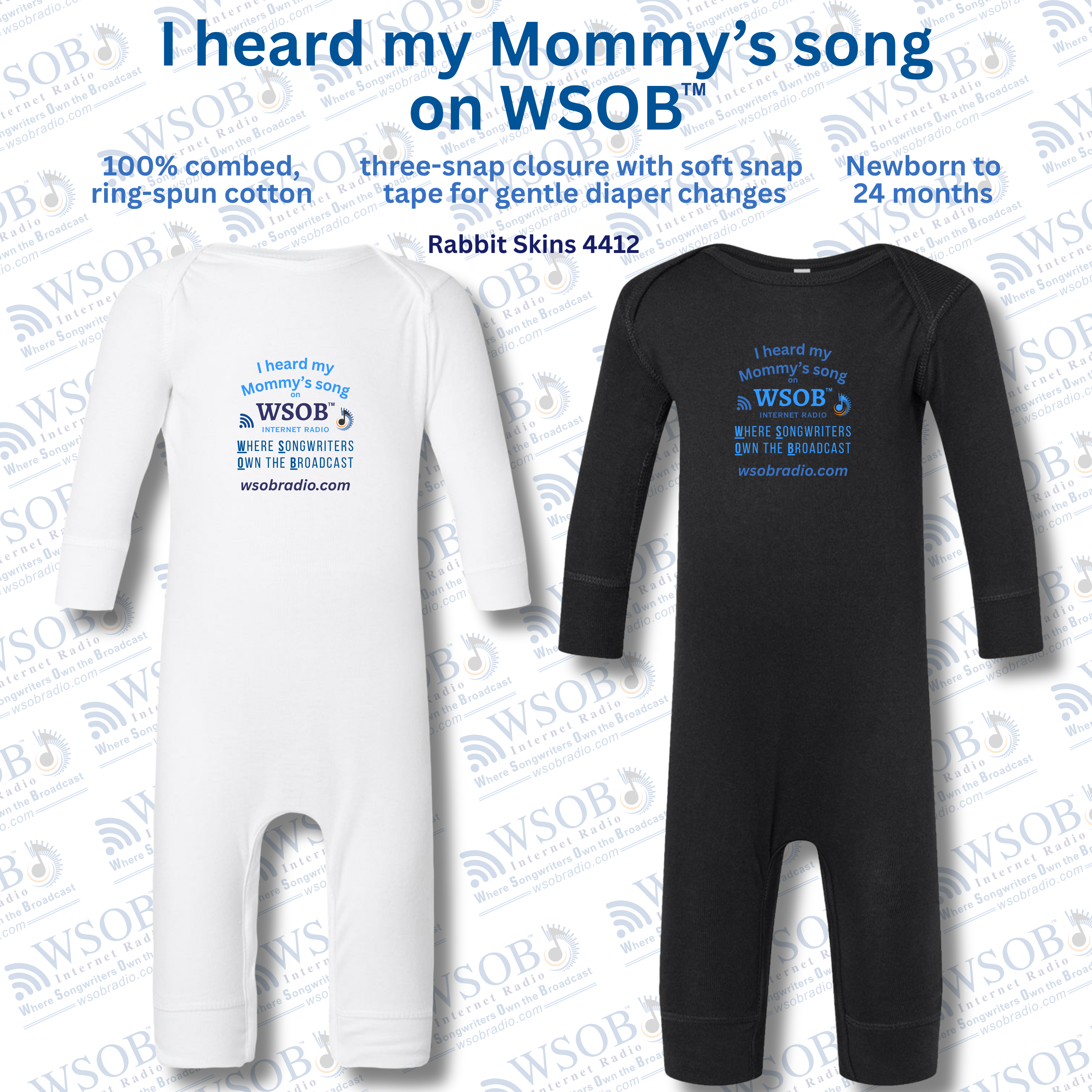 Infant Bodysuit — "I heard my Mommy's song" WSOB Radio Long-Sleeve Romper