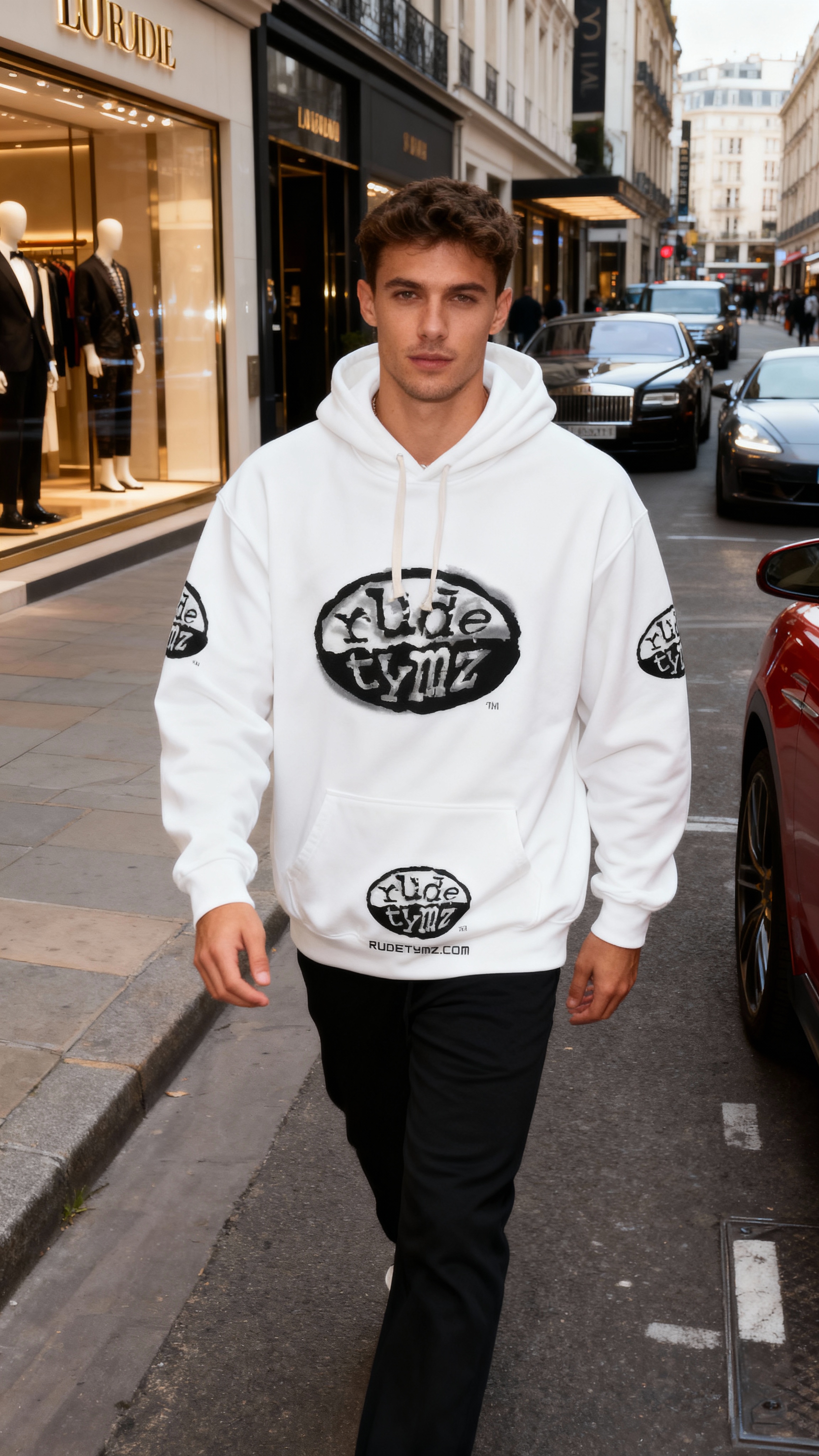 Black & White Rude Tymz Unisex Hoodie product thumbnail image Black & White Rude Tymz Unisex Hoodie product thumbnail image