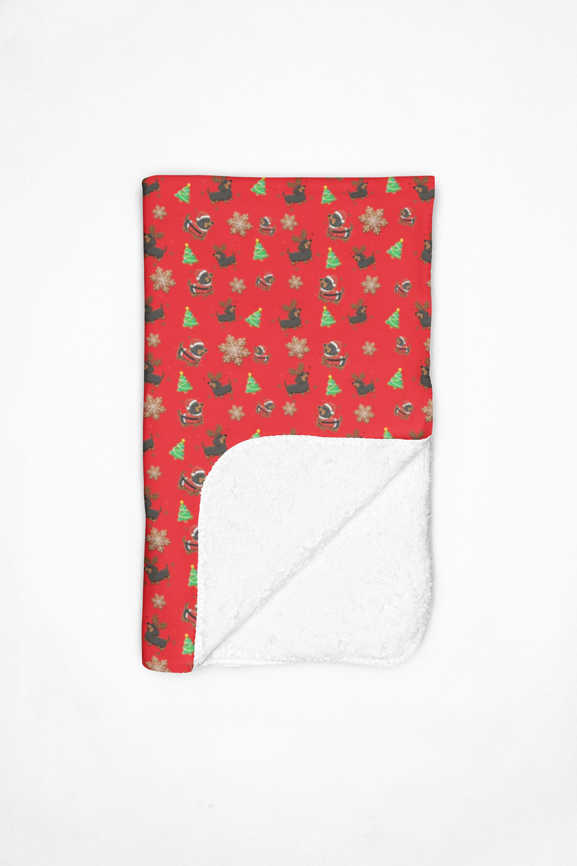 Santa &amp; Reindeer Dachshund Christmas Cookie Velveteen Plush Blanket – Soft, Festive, and Uniquely Designed by Wicked Cute Customs product thumbnail image