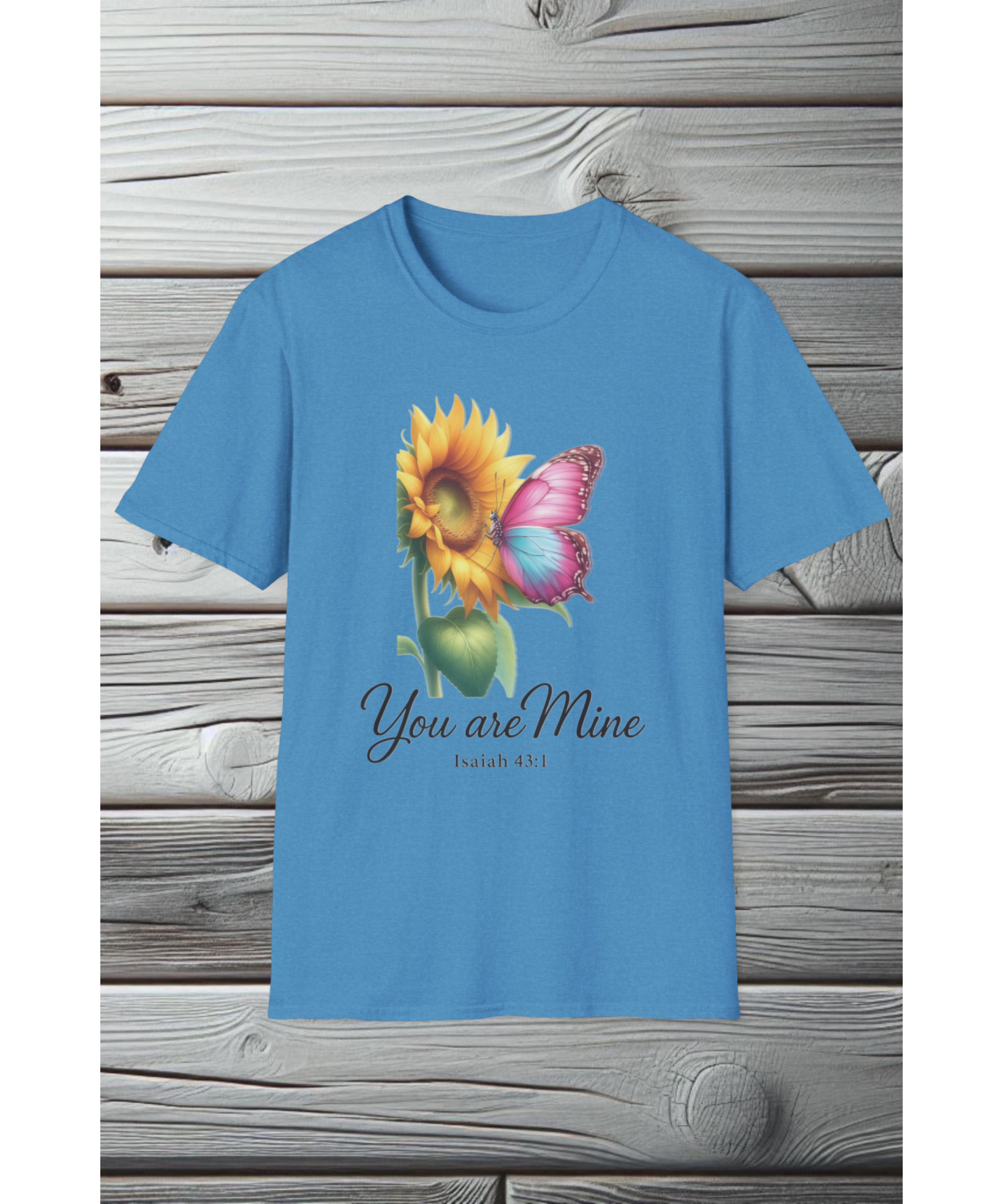 You Are Mine Isaiah 43:1 Christian Softstyle Womens T-Shirt – Faith & Encouragement Tee with Sunflower and Butterfly Design, Inspirational Scripture Shirt for Women product thumbnail image You Are Mine Isaiah 43:1 Christian Softstyle Womens T-Shirt – Faith & Encouragement Tee with Sunflower and Butterfly Design, Inspirational Scripture Shirt for Women product thumbnail image