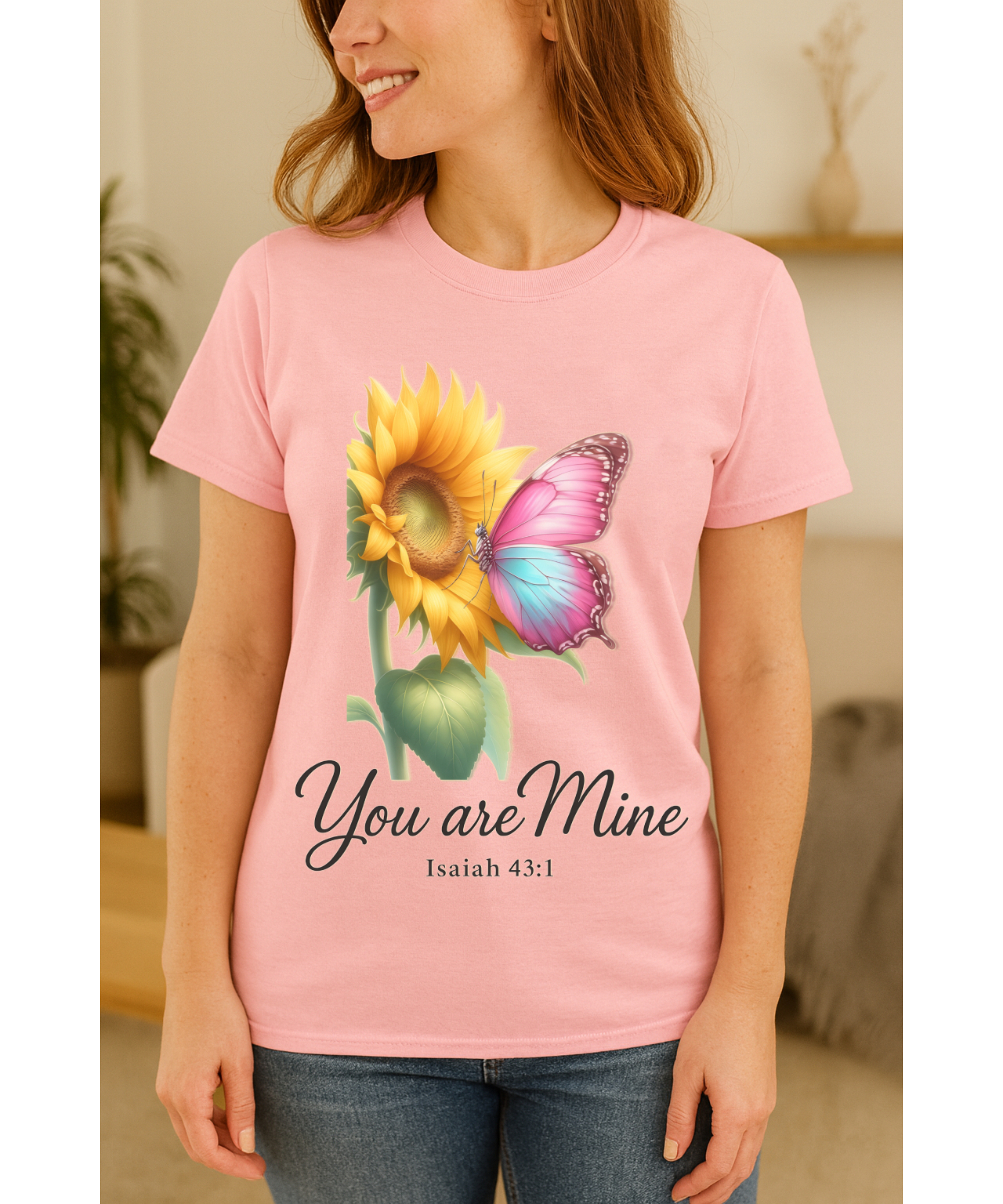 You Are Mine Isaiah 43:1 Christian Softstyle Womens T-Shirt – Faith & Encouragement Tee with Sunflower and Butterfly Design, Inspirational Scripture Shirt for Women product thumbnail image You Are Mine Isaiah 43:1 Christian Softstyle Womens T-Shirt – Faith & Encouragement Tee with Sunflower and Butterfly Design, Inspirational Scripture Shirt for Women product thumbnail image