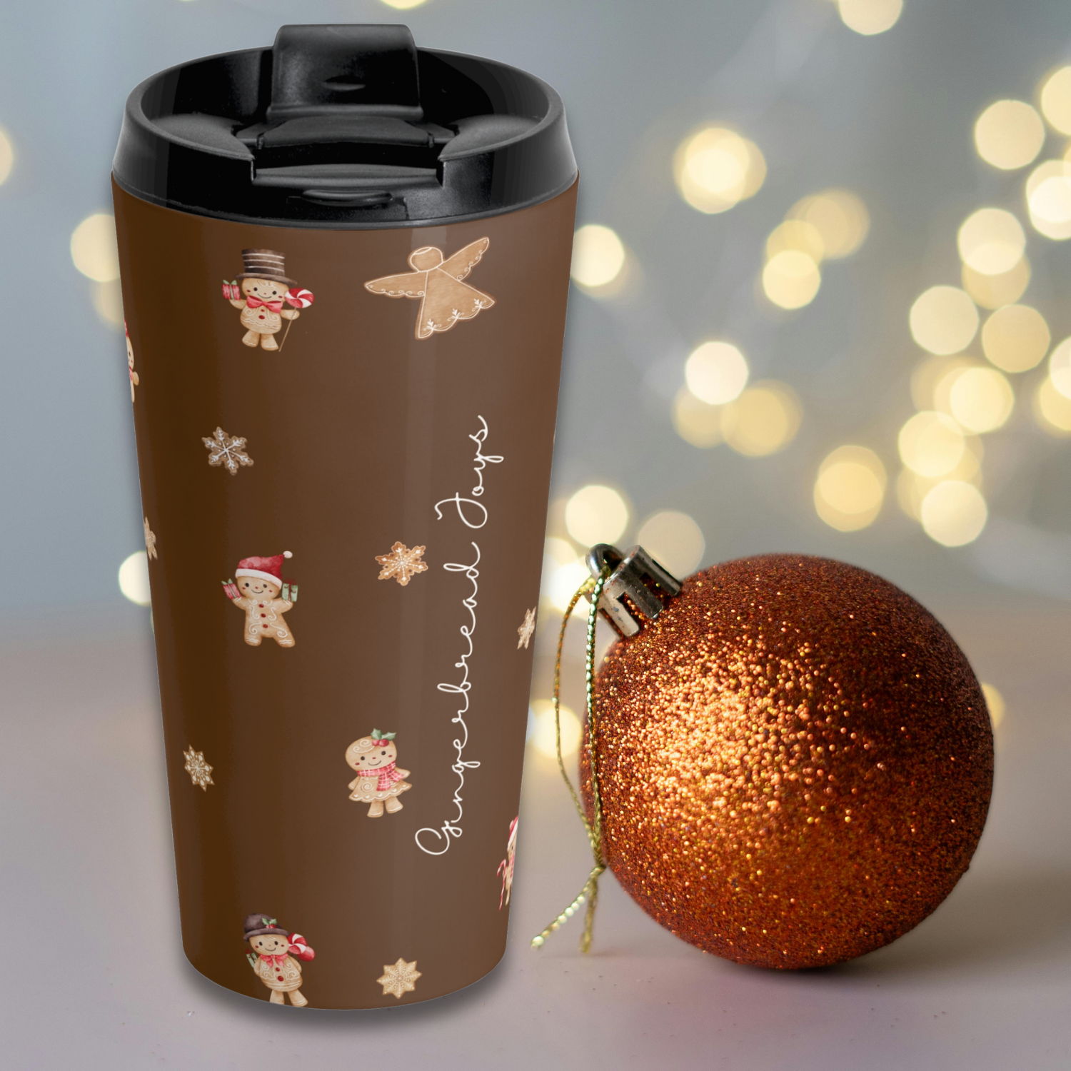 Gingerbread Joy Stainless Steel 15oz Travel Mug product thumbnail image Gingerbread Joy Stainless Steel 15oz Travel Mug product thumbnail image