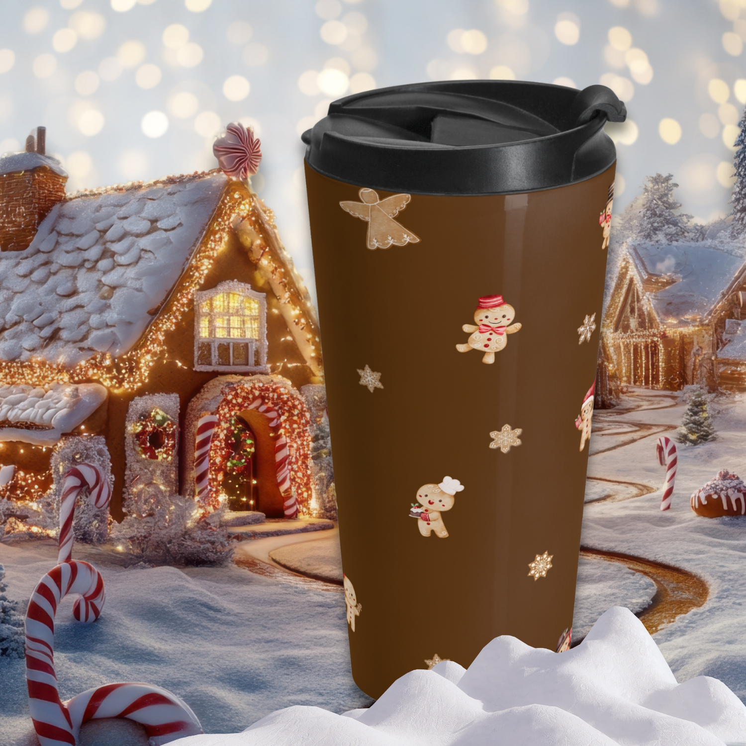 Gingerbread Joy Stainless Steel 15oz Travel Mug product thumbnail image Gingerbread Joy Stainless Steel 15oz Travel Mug product thumbnail image