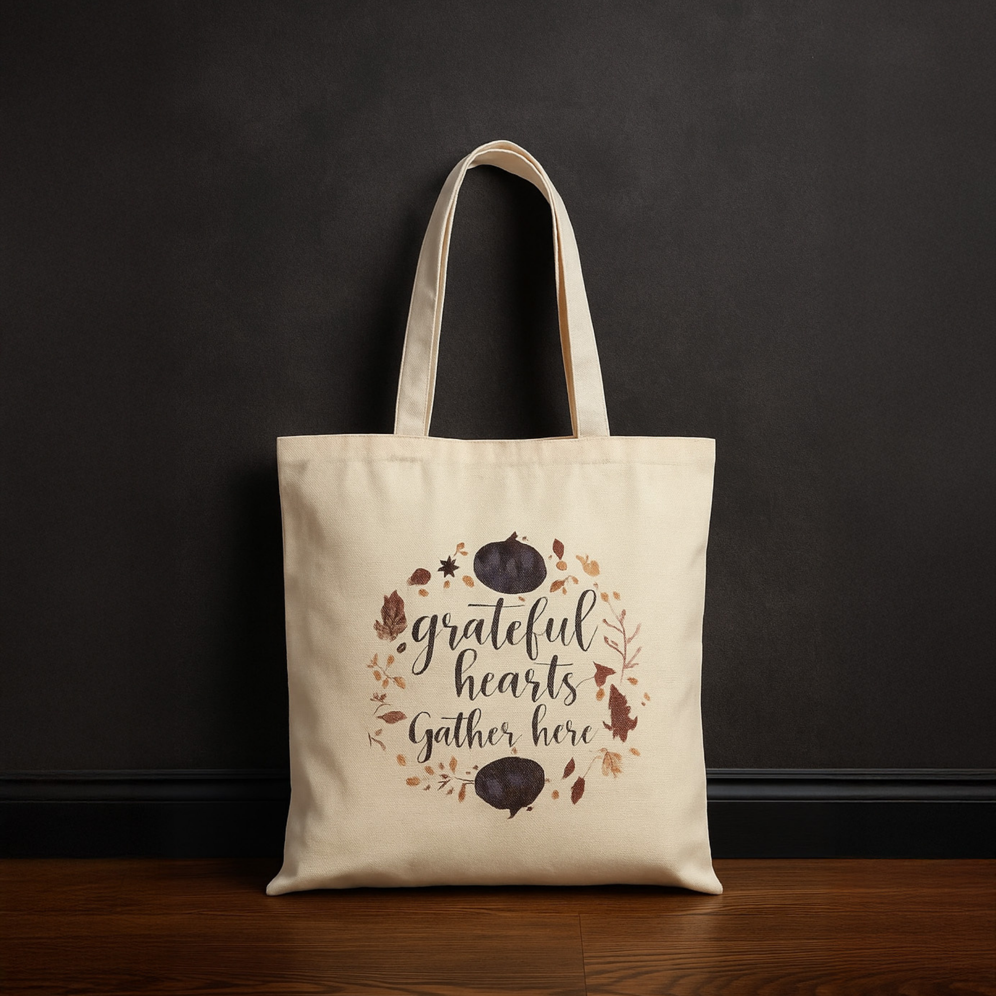Grateful Hearts Gather Here Winter Holiday Tote Bag | Pumpkin Canvas Tote | Christmas Hostess Gift | Seasonal Gratitude Bag product thumbnail image Grateful Hearts Gather Here Winter Holiday Tote Bag | Pumpkin Canvas Tote | Christmas Hostess Gift | Seasonal Gratitude Bag product thumbnail image