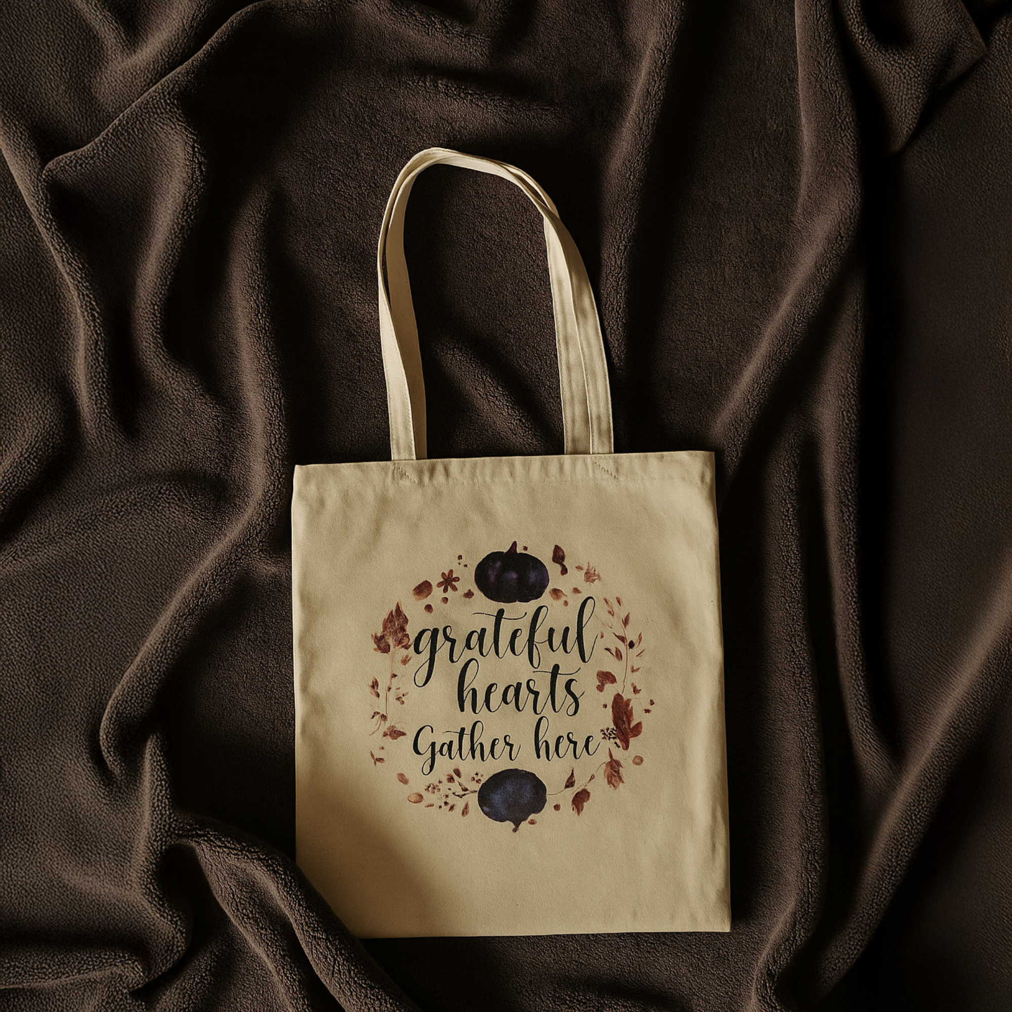 Grateful Hearts Gather Here Winter Holiday Tote Bag | Pumpkin Canvas Tote | Christmas Hostess Gift | Seasonal Gratitude Bag product thumbnail image Grateful Hearts Gather Here Winter Holiday Tote Bag | Pumpkin Canvas Tote | Christmas Hostess Gift | Seasonal Gratitude Bag product thumbnail image