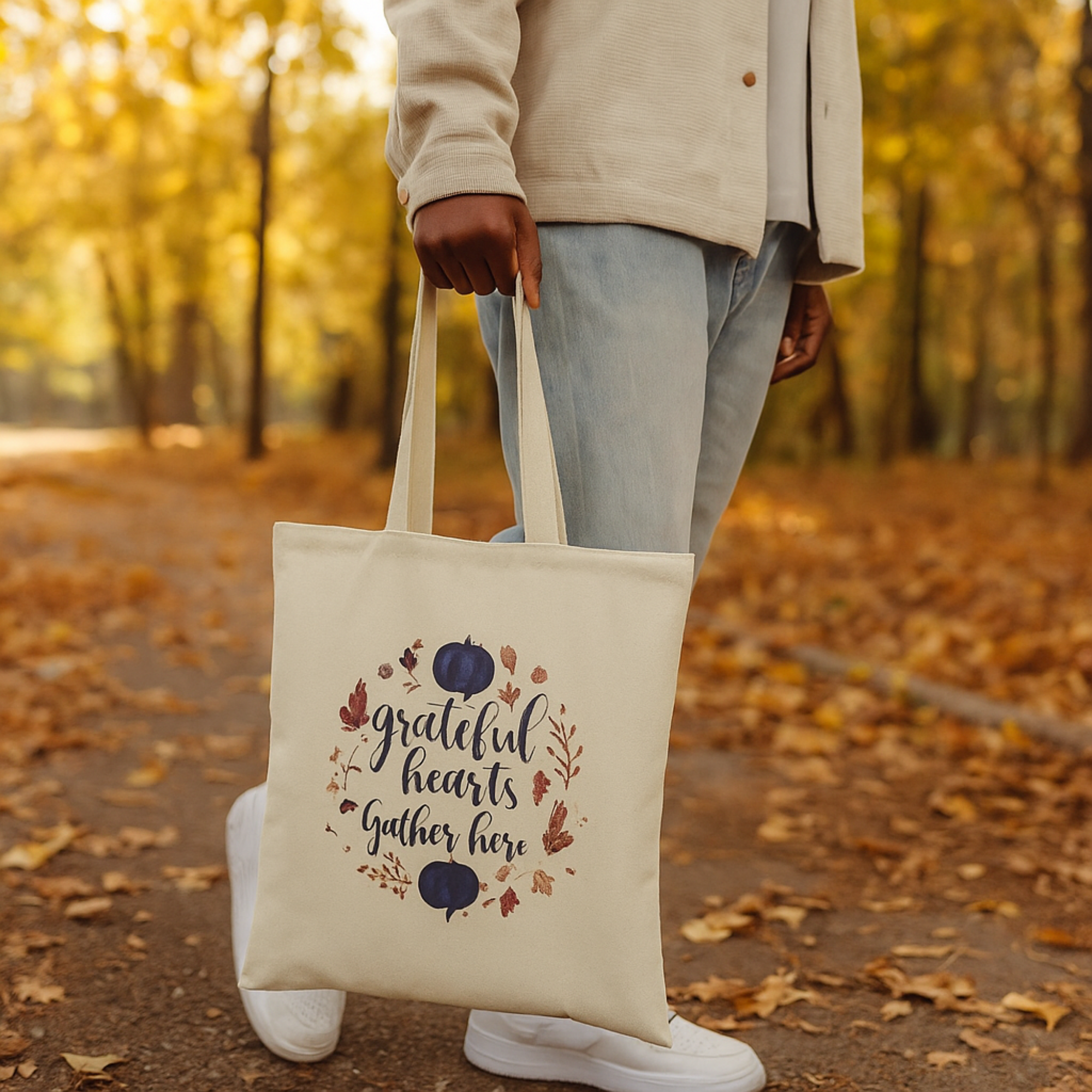 Grateful Hearts Gather Here Winter Holiday Tote Bag | Pumpkin Canvas Tote | Christmas Hostess Gift | Seasonal Gratitude Bag product thumbnail image Grateful Hearts Gather Here Winter Holiday Tote Bag | Pumpkin Canvas Tote | Christmas Hostess Gift | Seasonal Gratitude Bag product thumbnail image