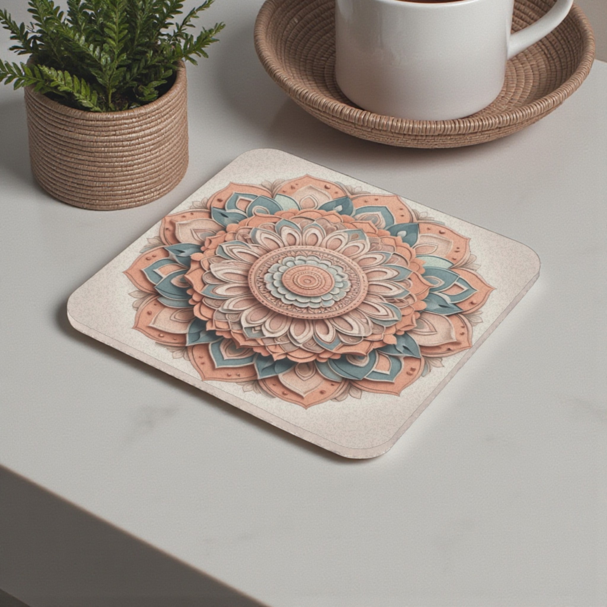 Layered Boho Mandala Cork Back Coaster
