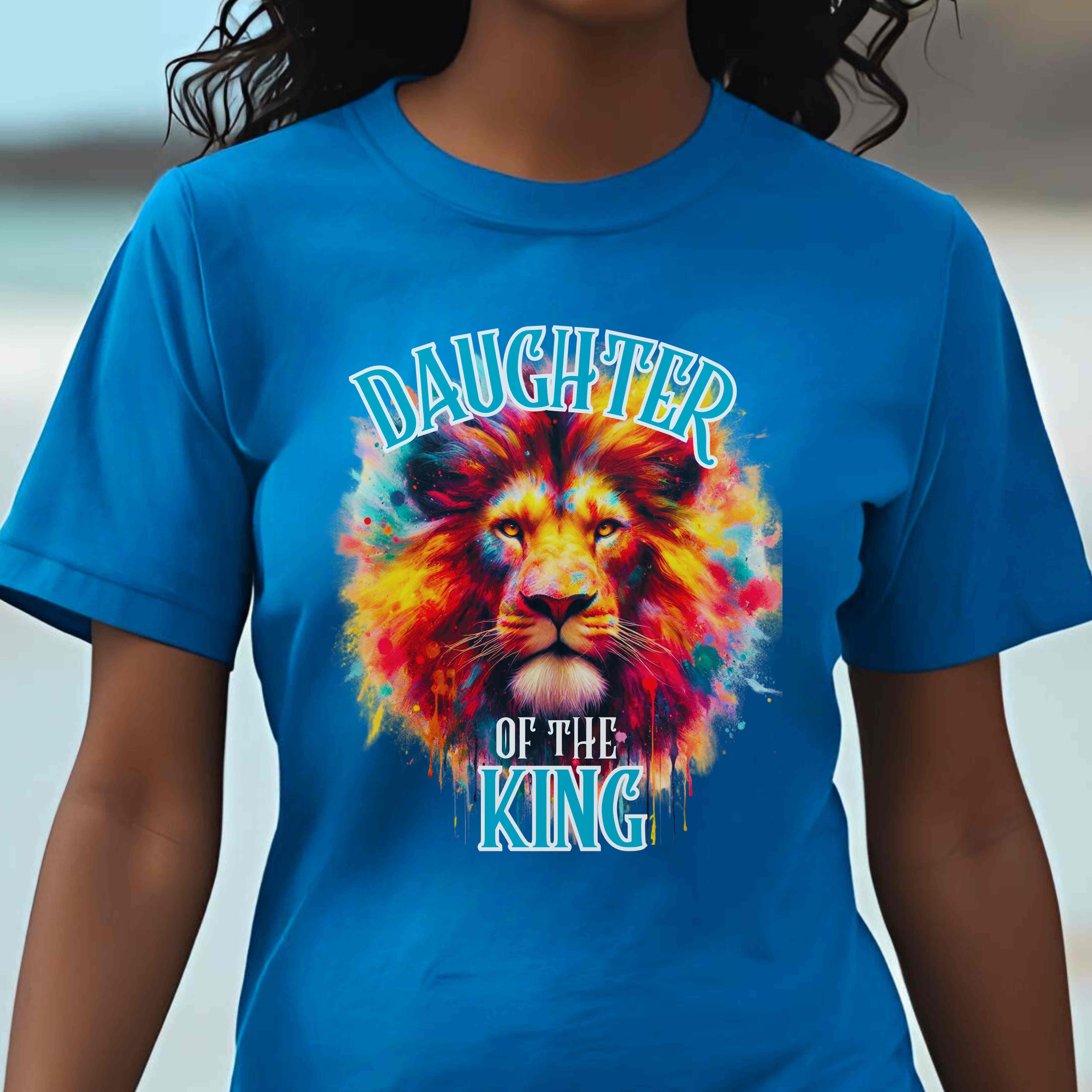 "Daughter Of A King" Faith Based Women's Cotton Short Sleeve T-Shirt Colorful Graphic Tee with Inspirational Message "Daughter Of A King" Faith Based Women's Cotton Short Sleeve T-Shirt Colorful Graphic Tee with Inspirational Message