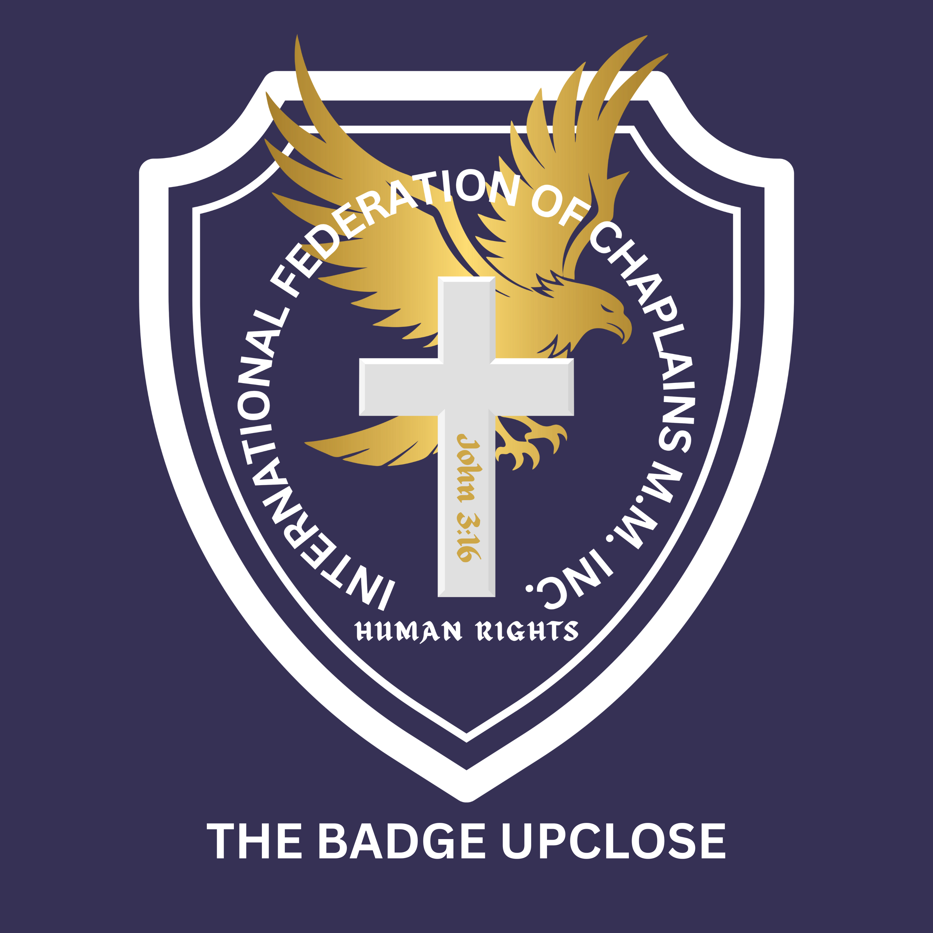 Chaplain Polo Shirt Faith-Inspired Human Rights badge Unisex in Navy Blue - For the International Federation of Chaplains M.M. product thumbnail image Chaplain Polo Shirt Faith-Inspired Human Rights badge Unisex in Navy Blue - For the International Federation of Chaplains M.M. product thumbnail image