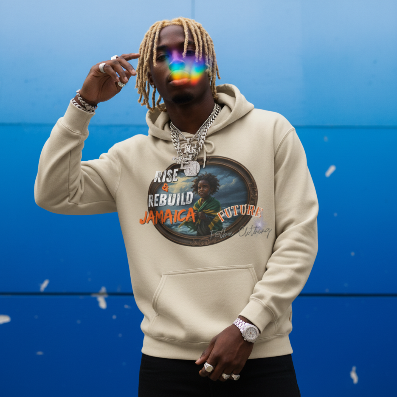 Rise &amp; Rebuild Jamaica Hoodie - Inspirational Jamaican Relief Sweatshirt by Future Fatboi Clothing product thumbnail image