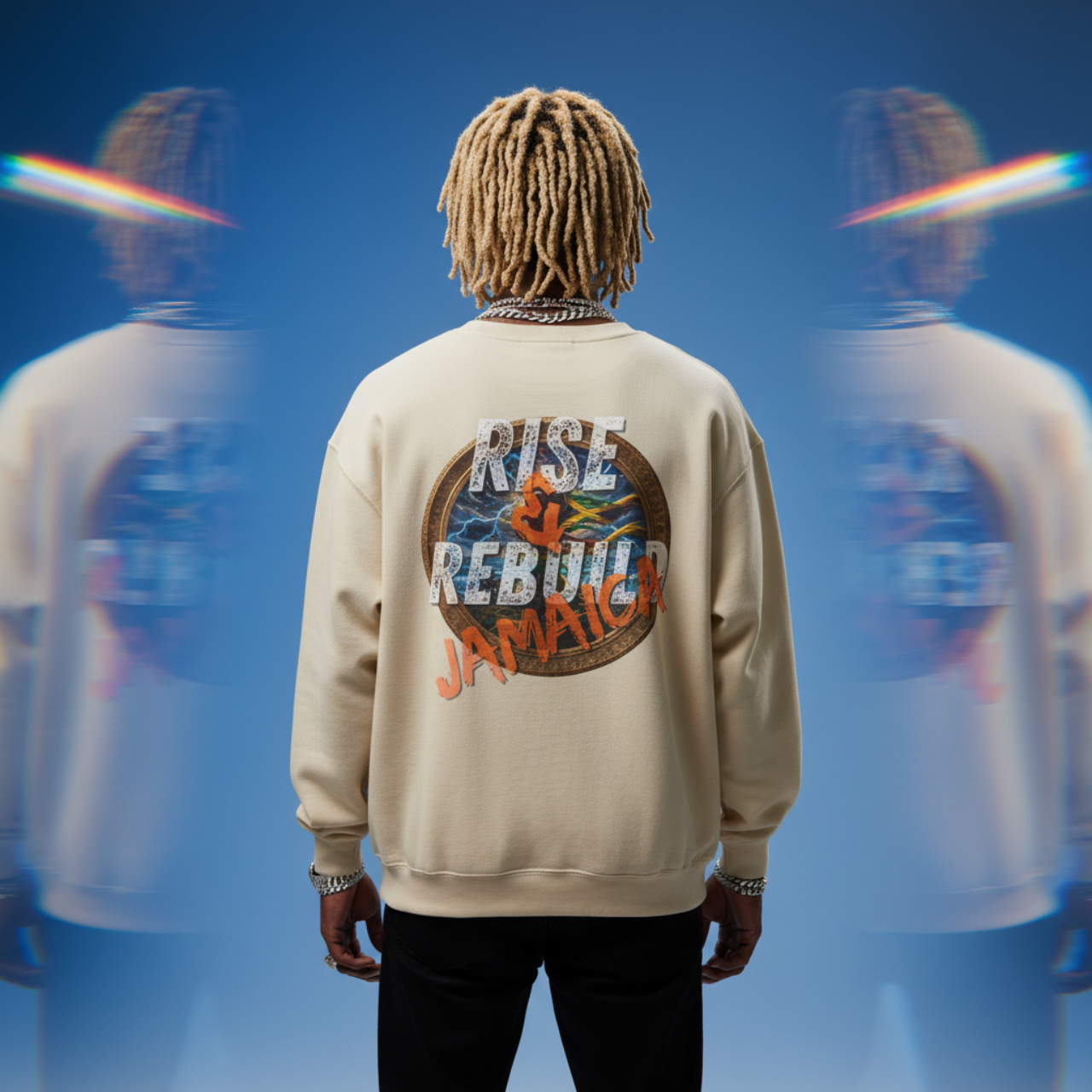 Rise &amp; Rebuild Jamaica Hoodie - Inspirational Jamaican Relief Sweatshirt by Future Fatboi Clothing product thumbnail image