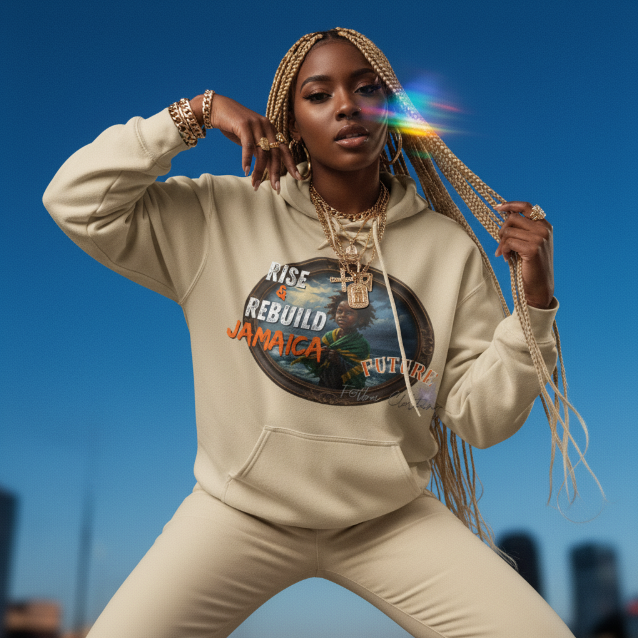 Rise & Rebuild Jamaica Hoodie - Inspirational Jamaican Relief Sweatshirt by Future Fatboi Clothing product thumbnail image Rise & Rebuild Jamaica Hoodie - Inspirational Jamaican Relief Sweatshirt by Future Fatboi Clothing product thumbnail image