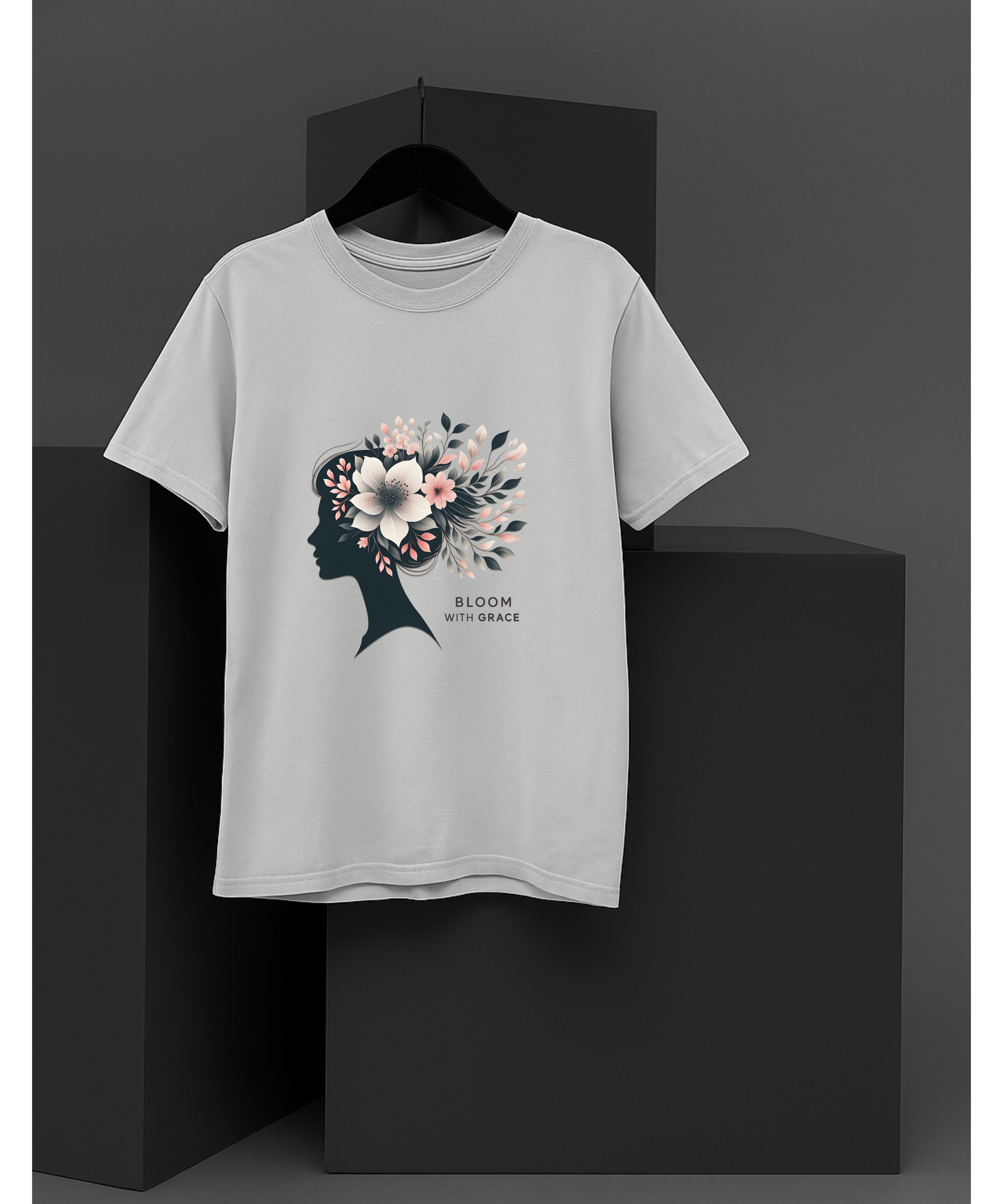 Bloom With Grace Christian Women's Softstyle T-Shirt | Faith-Inspired Floral Silhouette Tee | Soft Cotton Christian Women’s Shirt | John 1:16 Scripture Tee, Christian Apparel product thumbnail image Bloom With Grace Christian Women's Softstyle T-Shirt | Faith-Inspired Floral Silhouette Tee | Soft Cotton Christian Women’s Shirt | John 1:16 Scripture Tee, Christian Apparel product thumbnail image