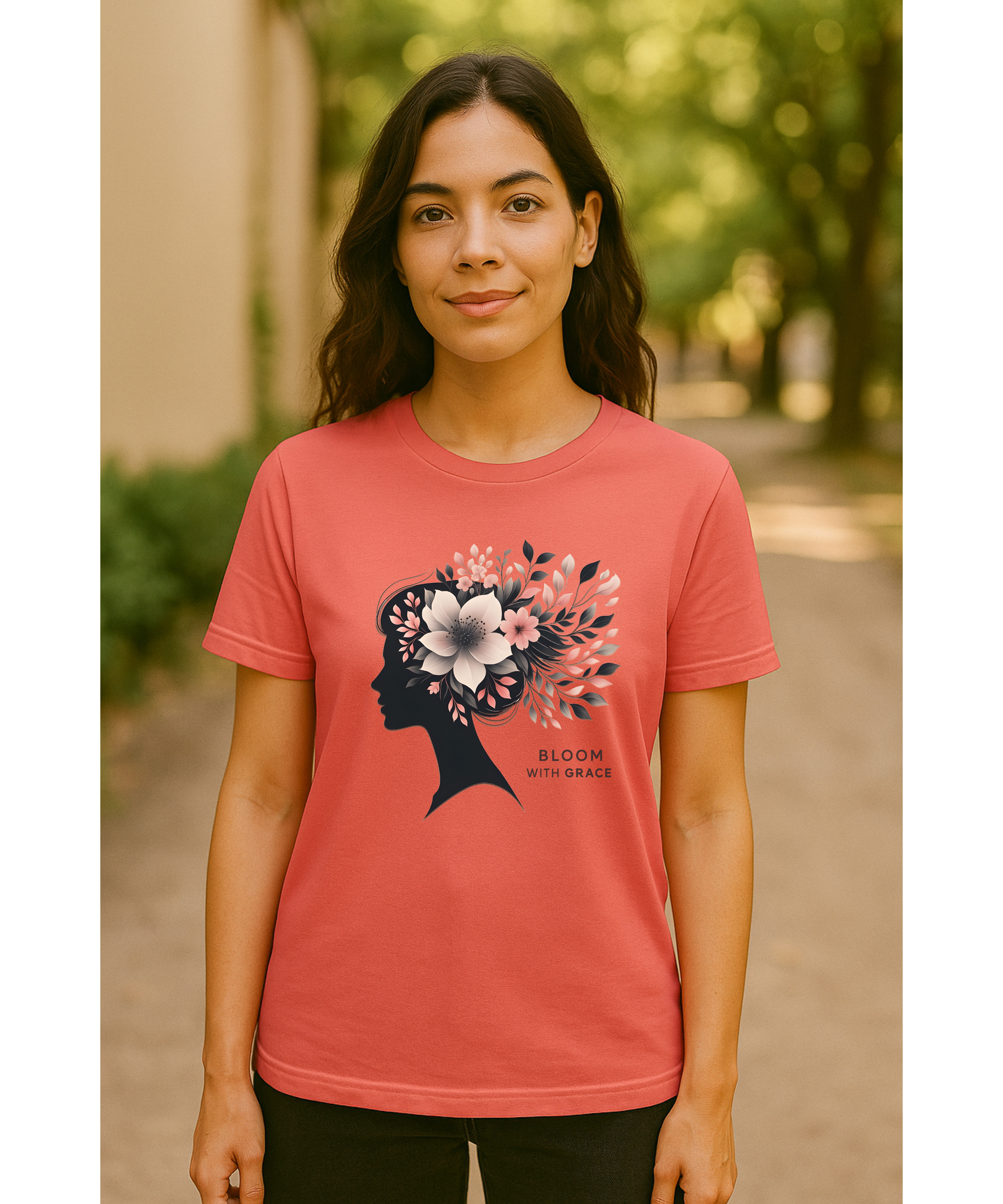 Bloom With Grace Christian Women's Softstyle T-Shirt | Faith-Inspired Floral Silhouette Tee | Soft Cotton Christian Women’s Shirt | John 1:16 Scripture Tee, Christian Apparel product thumbnail image Bloom With Grace Christian Women's Softstyle T-Shirt | Faith-Inspired Floral Silhouette Tee | Soft Cotton Christian Women’s Shirt | John 1:16 Scripture Tee, Christian Apparel product thumbnail image