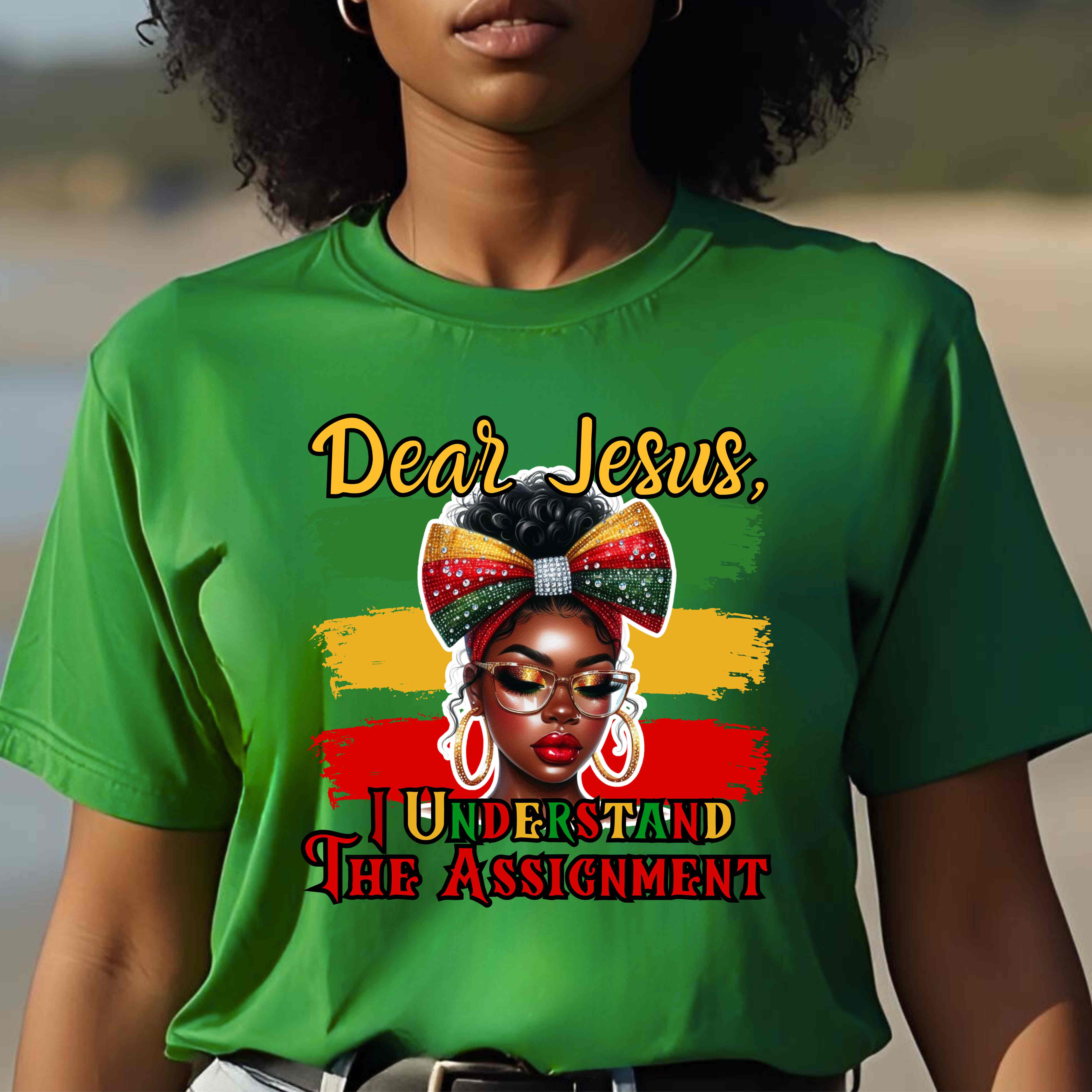 "Dear Jesus, I Understand the Assignment" Faith-Based Christian Women's Short Sleeve Cotton T-Shirt product thumbnail image